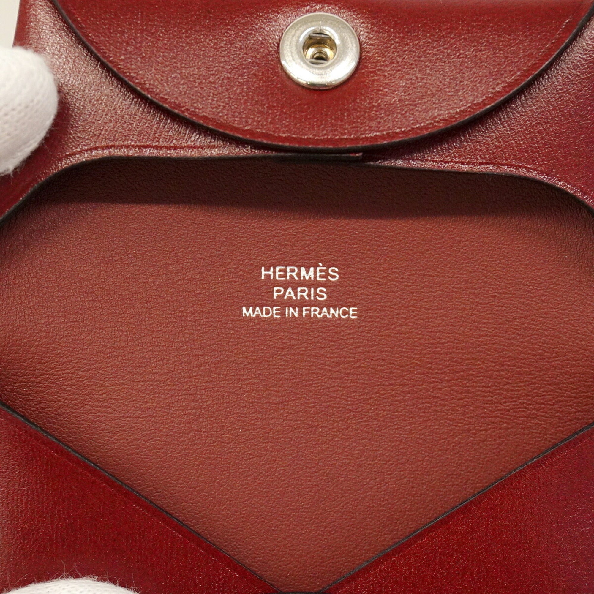 Hermes Rouge H Box Calf Leather Coin Purse/Coin Case (Pre-Owned)