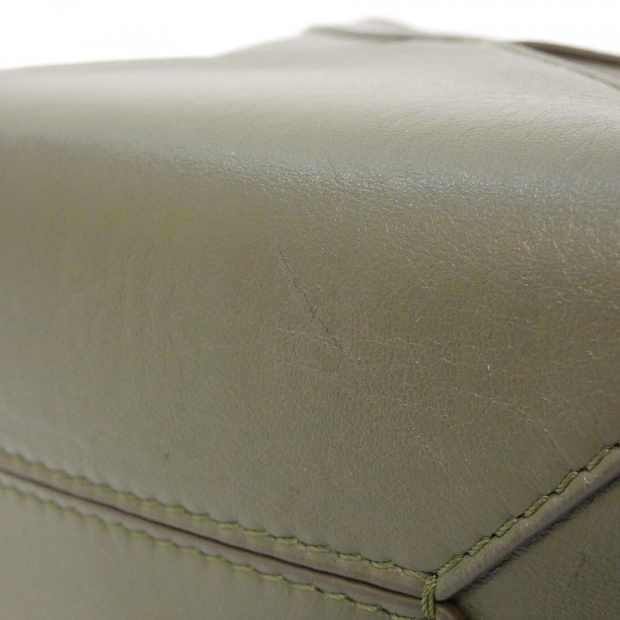 Loewe Dark Khaki Green Leather Handbag (Pre-Owned)
