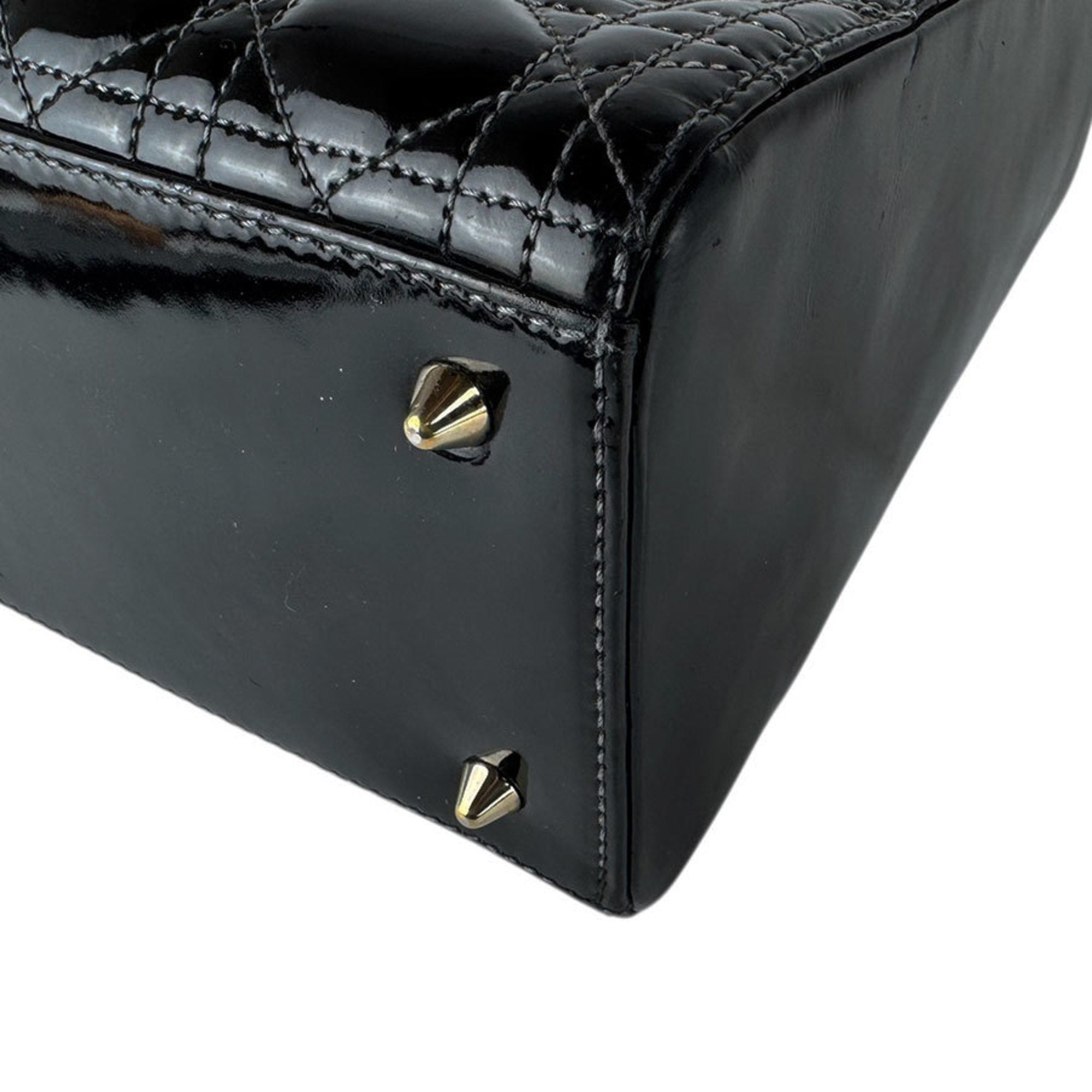Christian Dior Black Patent Leather Handbag Shoulder Bag (Pre-Owned)