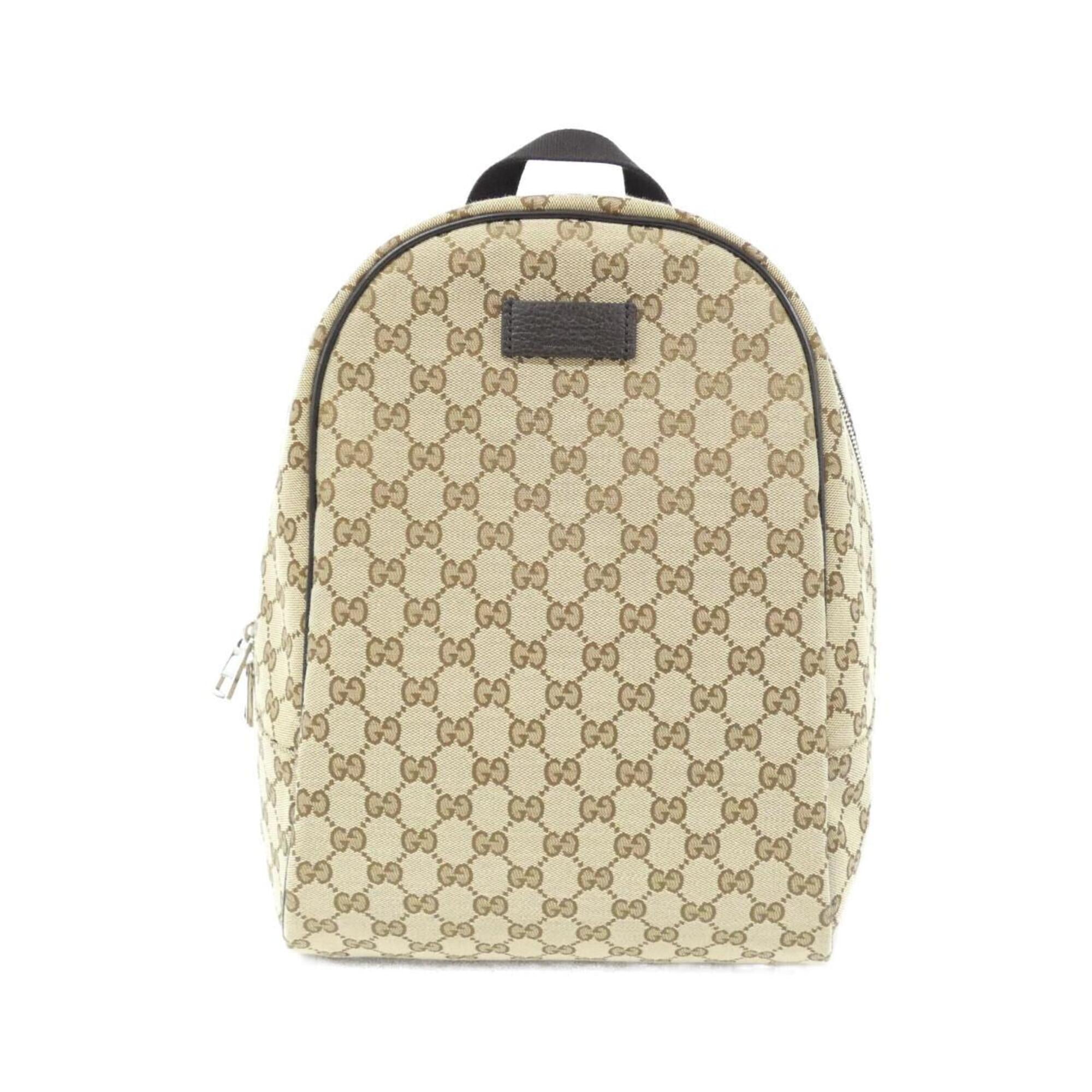 Gucci Beige Brown Gg Canvas Backpack (Pre-Owned)