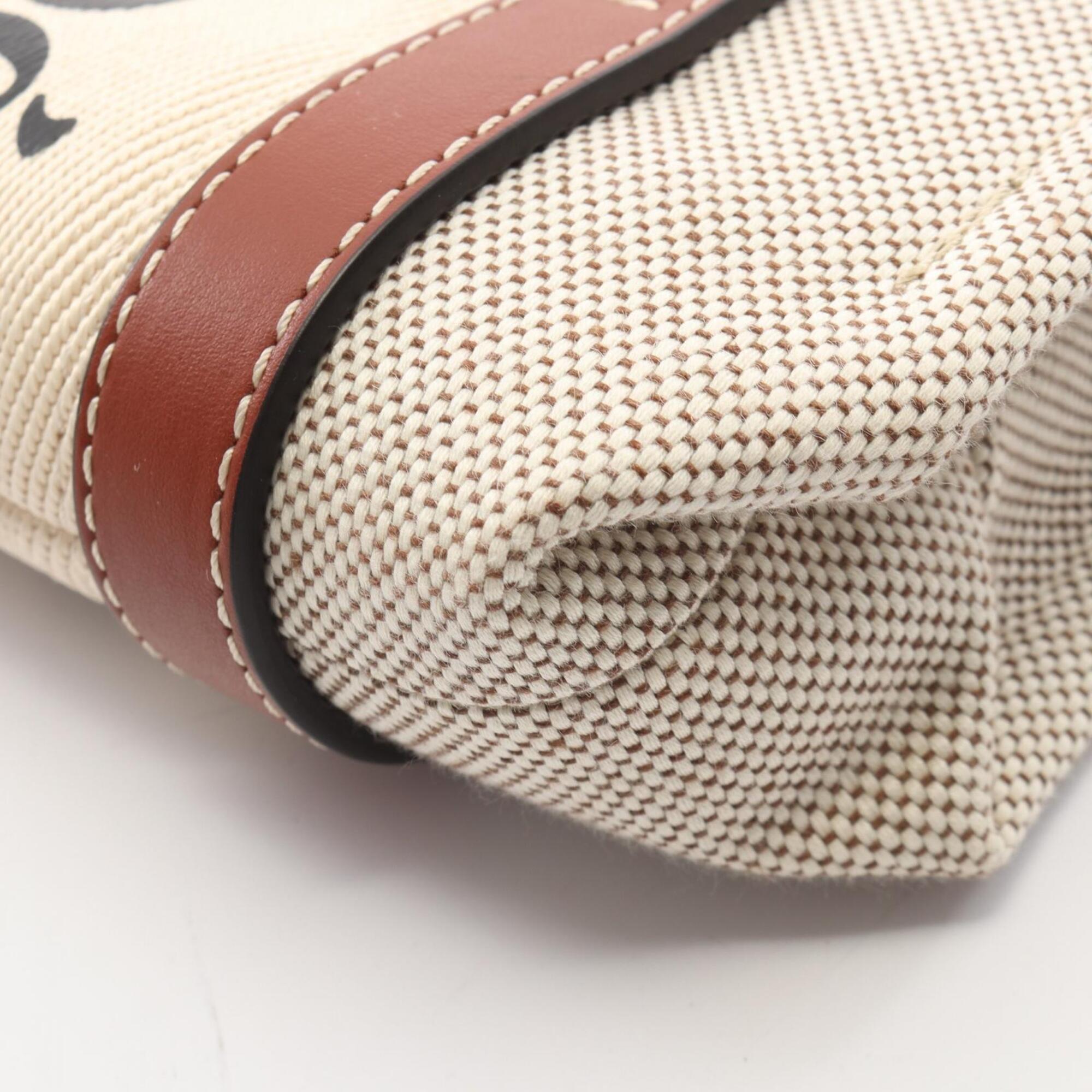 Chloé Beige Brown Canvas Leather Handbag (Pre-Owned)