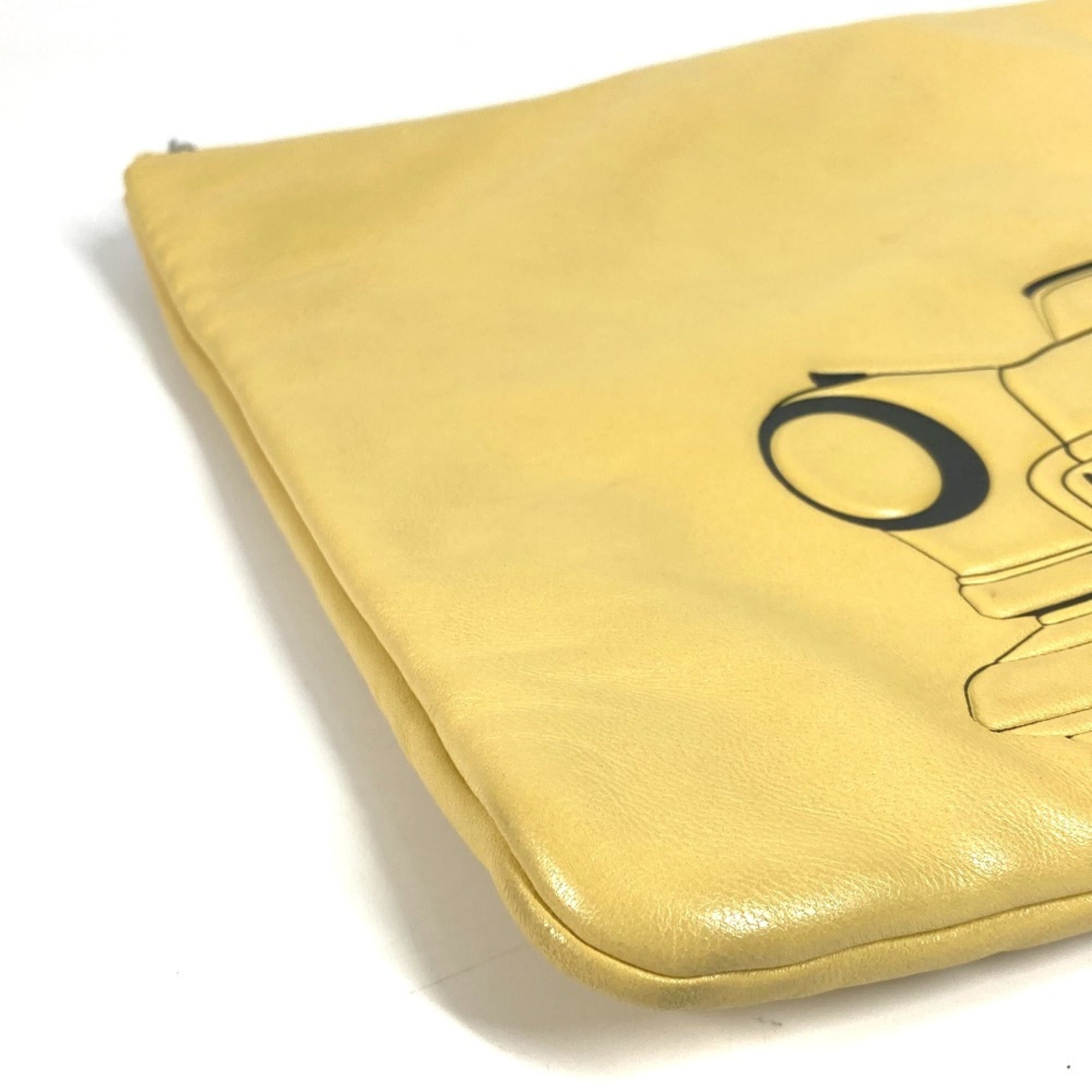 Chanel Black Yellow Leather Clutch Bag Pouch (Pre-Owned)