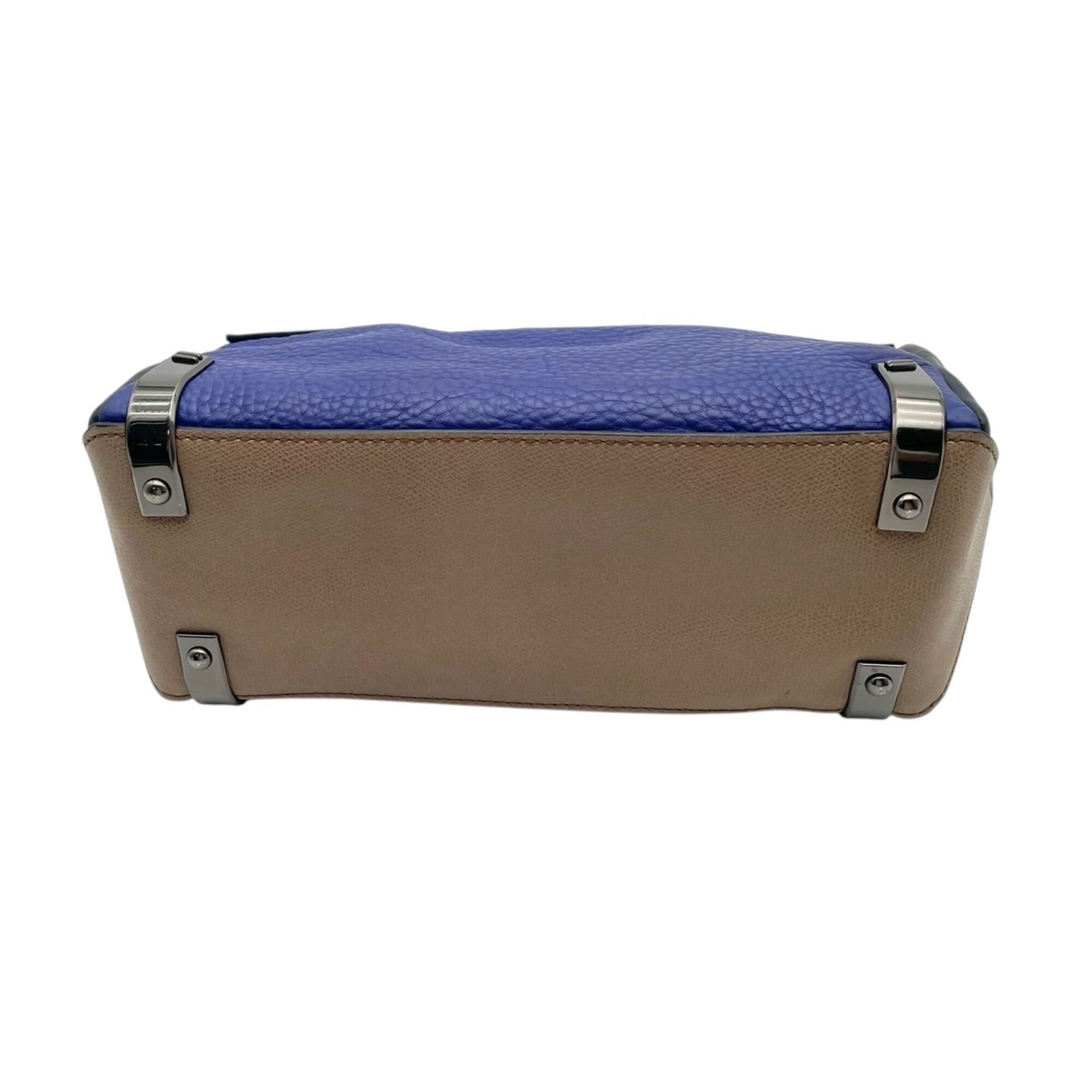 Marc By Marc Jacobs Beige Blue Leather Handbag Tote Bag (Pre-Owned)