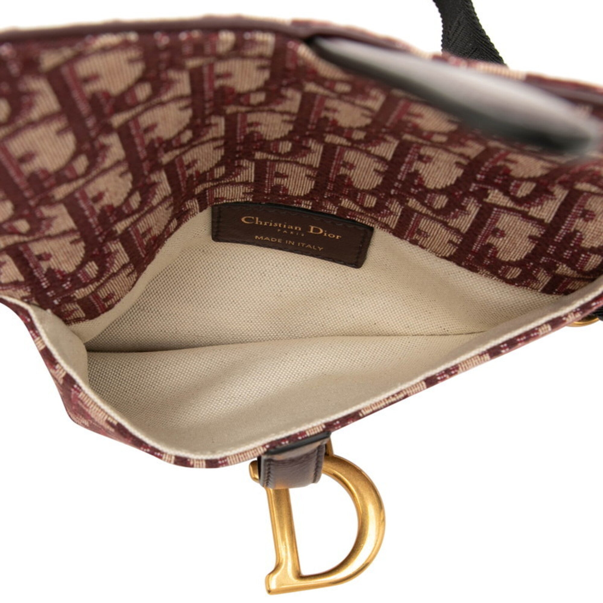 Christian Dior Beige Wine Canvas Leather Sling Bag (Pre-Owned)
