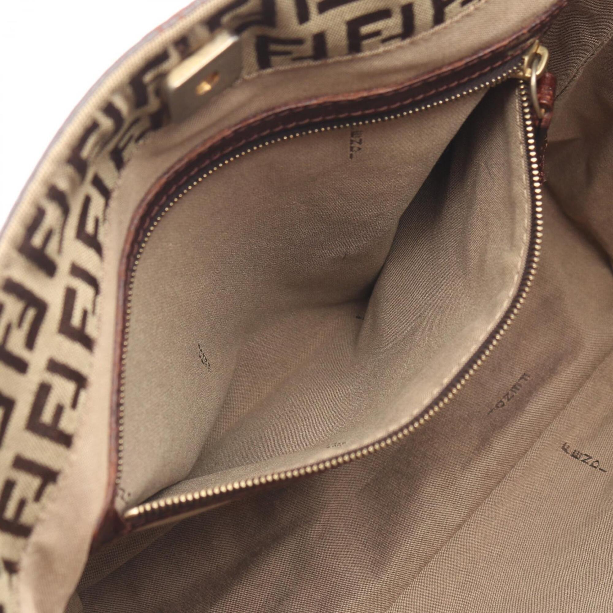Fendi Beige Brown Canvas Leather Handbag Tote Bag (Pre-Owned)
