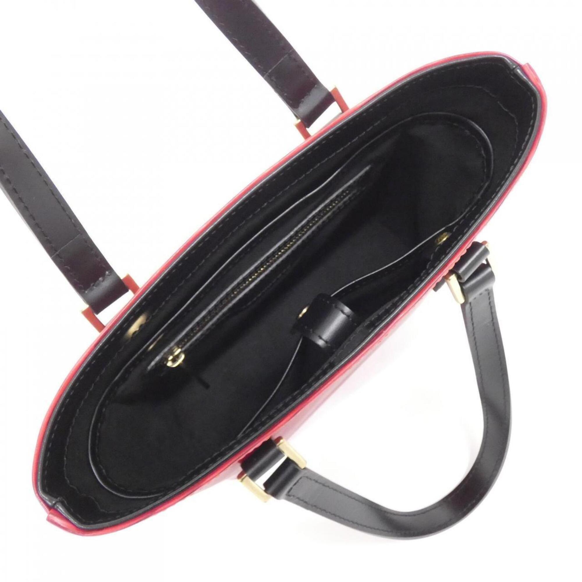 Louis Vuitton Black Red Color Leather Handbag (Pre-Owned)