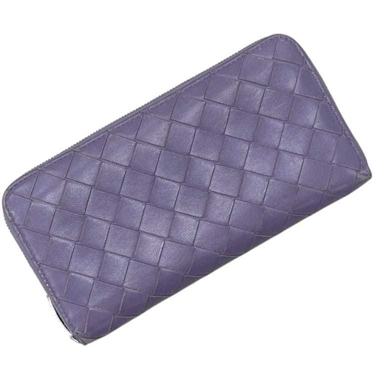 Bottega Veneta Purple Leather Long Wallet (Bi-Fold) (Pre-Owned)