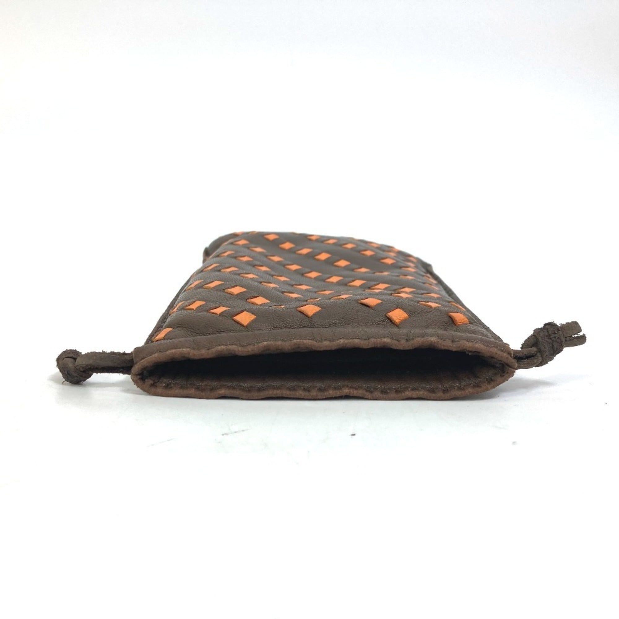 Hermes Brown Orange Agneau Milo Pouch (Pre-Owned)