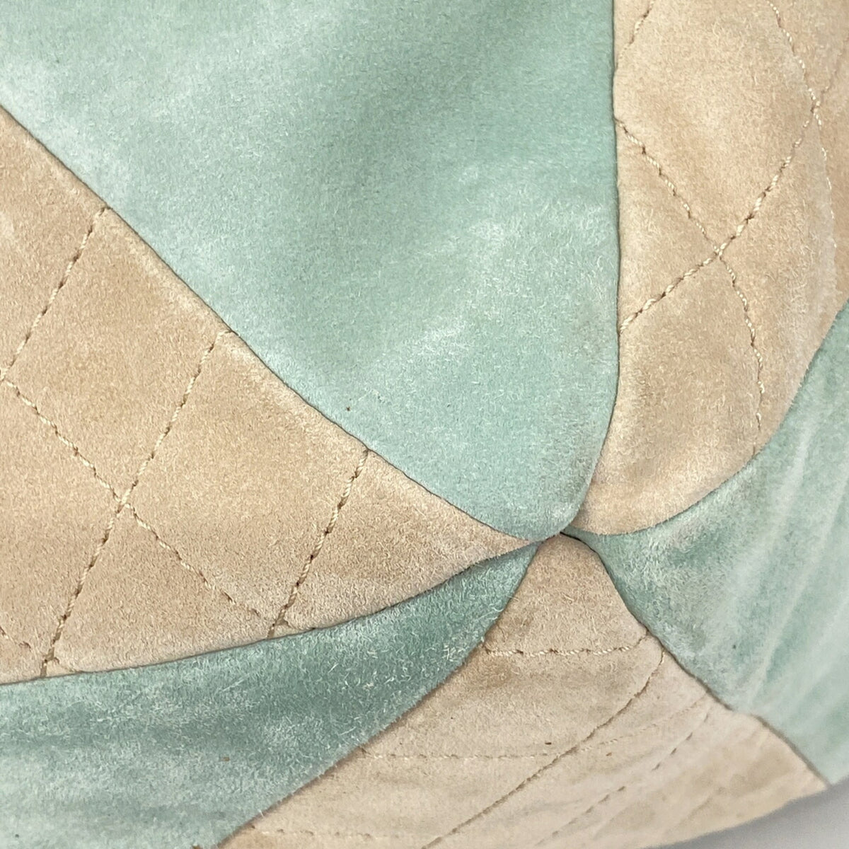 Chanel Beige Blue Green Suede Shoulder Bag (Pre-Owned)