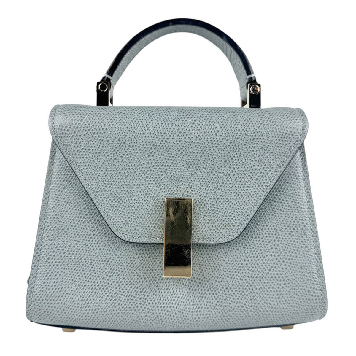 Valextra Blue Gray Leather Handbag (Pre-Owned)