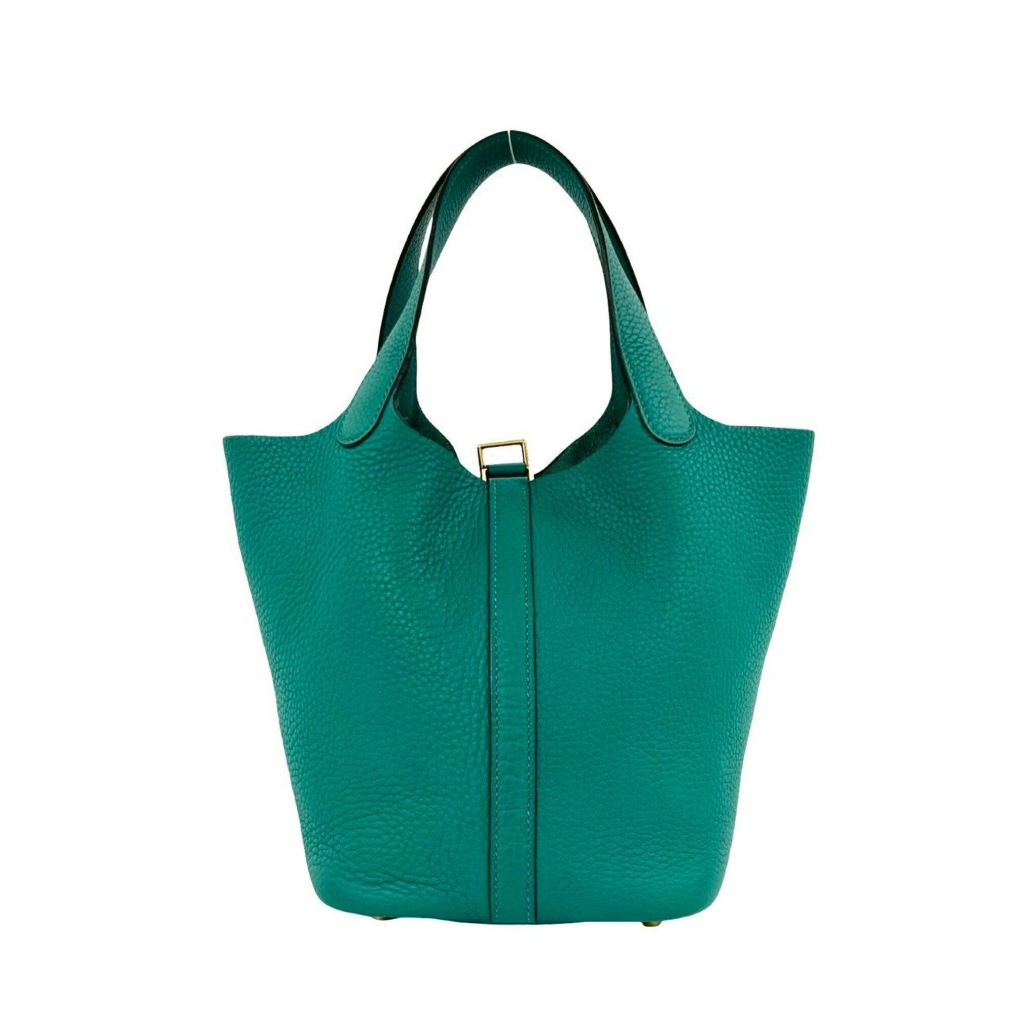 Hermes Green Taurillon Clemence Leather Handbag (Pre-Owned)