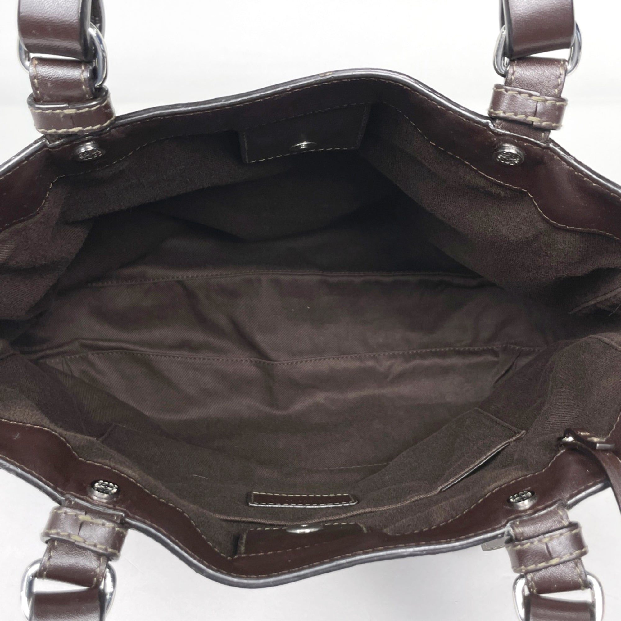 Loewe Dark Brown Coated Canvas Leather Handbag (Pre-Owned)