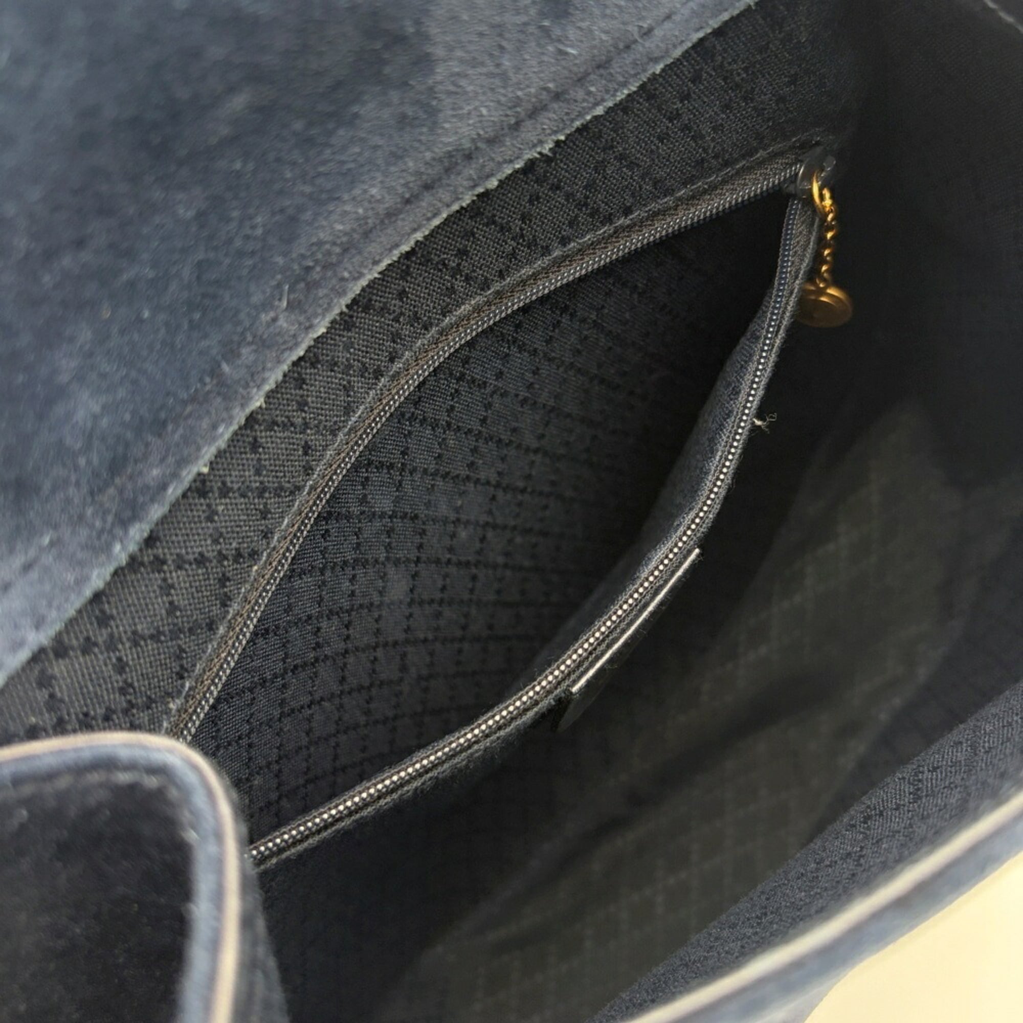 Gucci Navy Suede Leather Shoulder Bag Sling Bag (Pre-Owned)