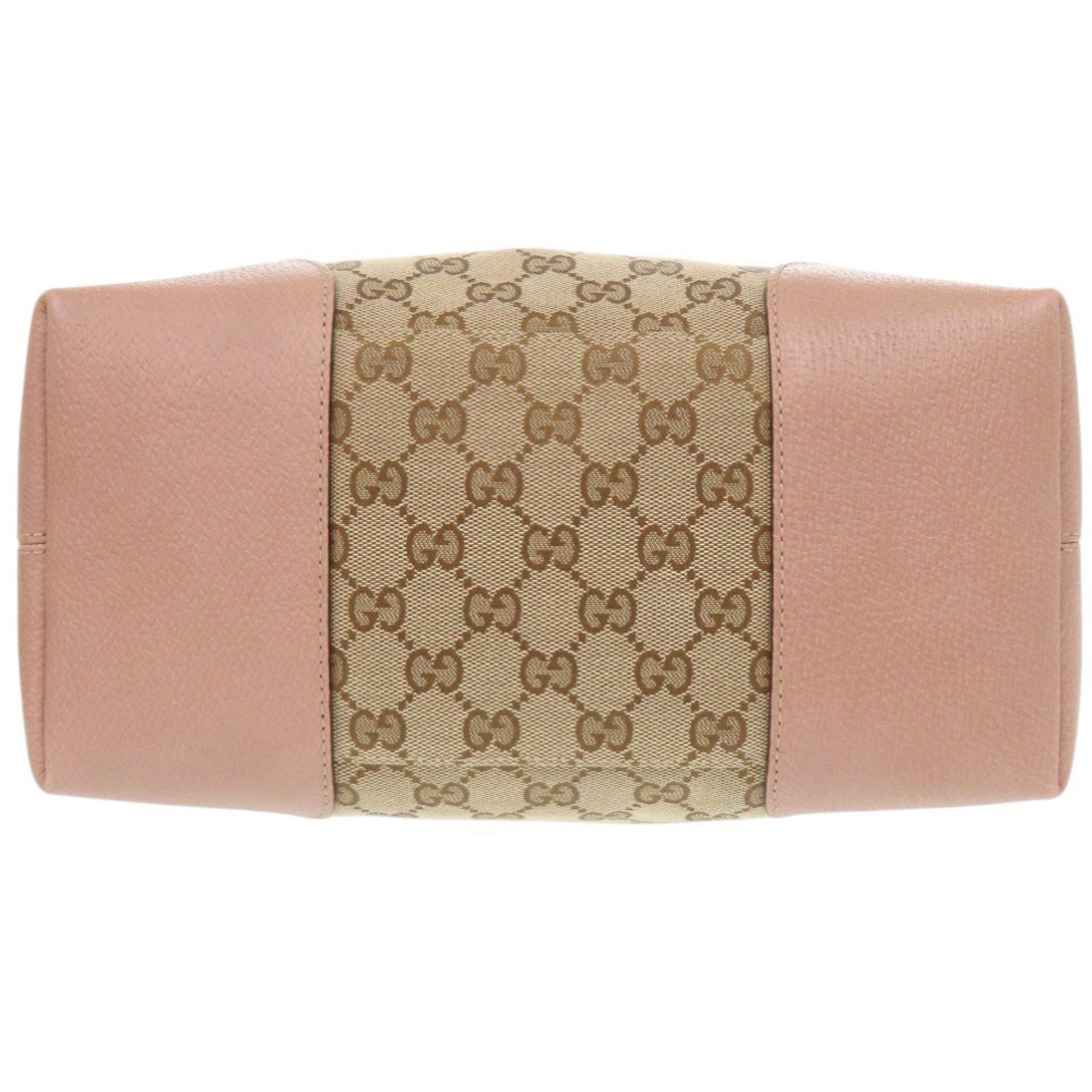 Gucci Beige Pink Gg Canvas Leather Handbag (Pre-Owned)