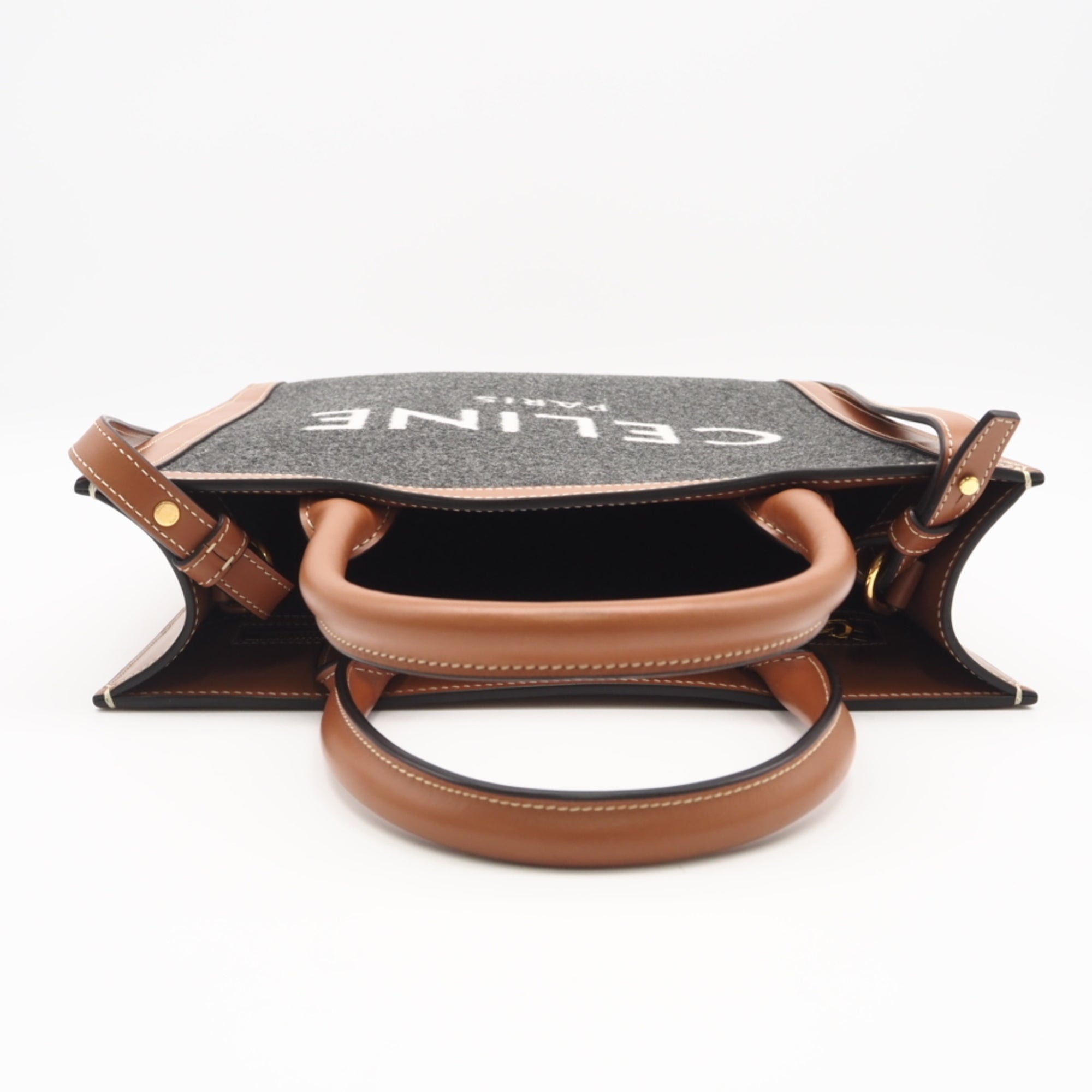 Celine Gray Brown Cotton Leather Handbag (Pre-Owned)