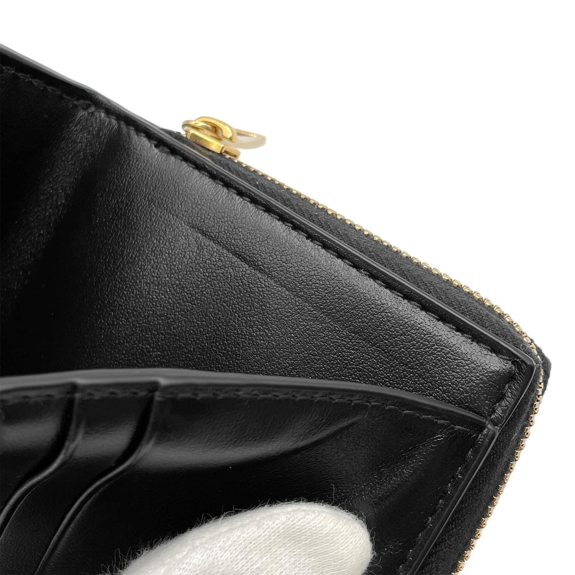 Bottega Veneta Gold Black Leather Wallet (Bi-Fold) (Pre-Owned)