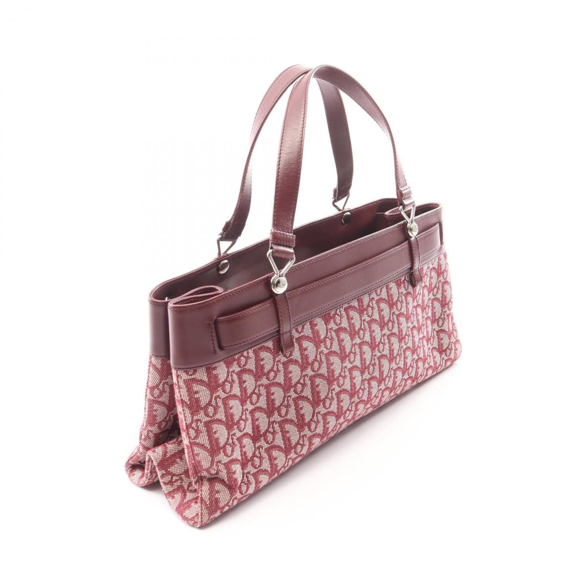 Christian Dior Bordeaux Canvas Leather Handbag (Pre-Owned)