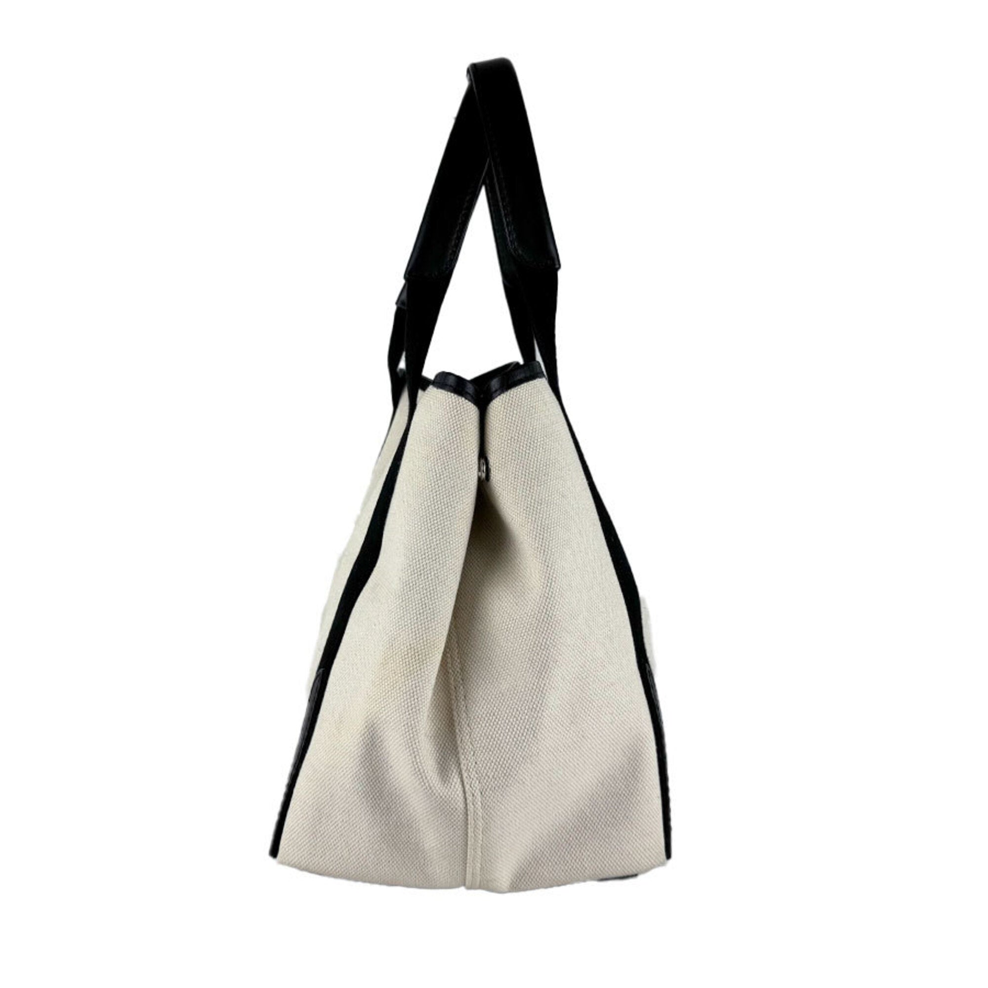 Balenciaga Black Ivory Canvas Leather Handbag (Pre-Owned)