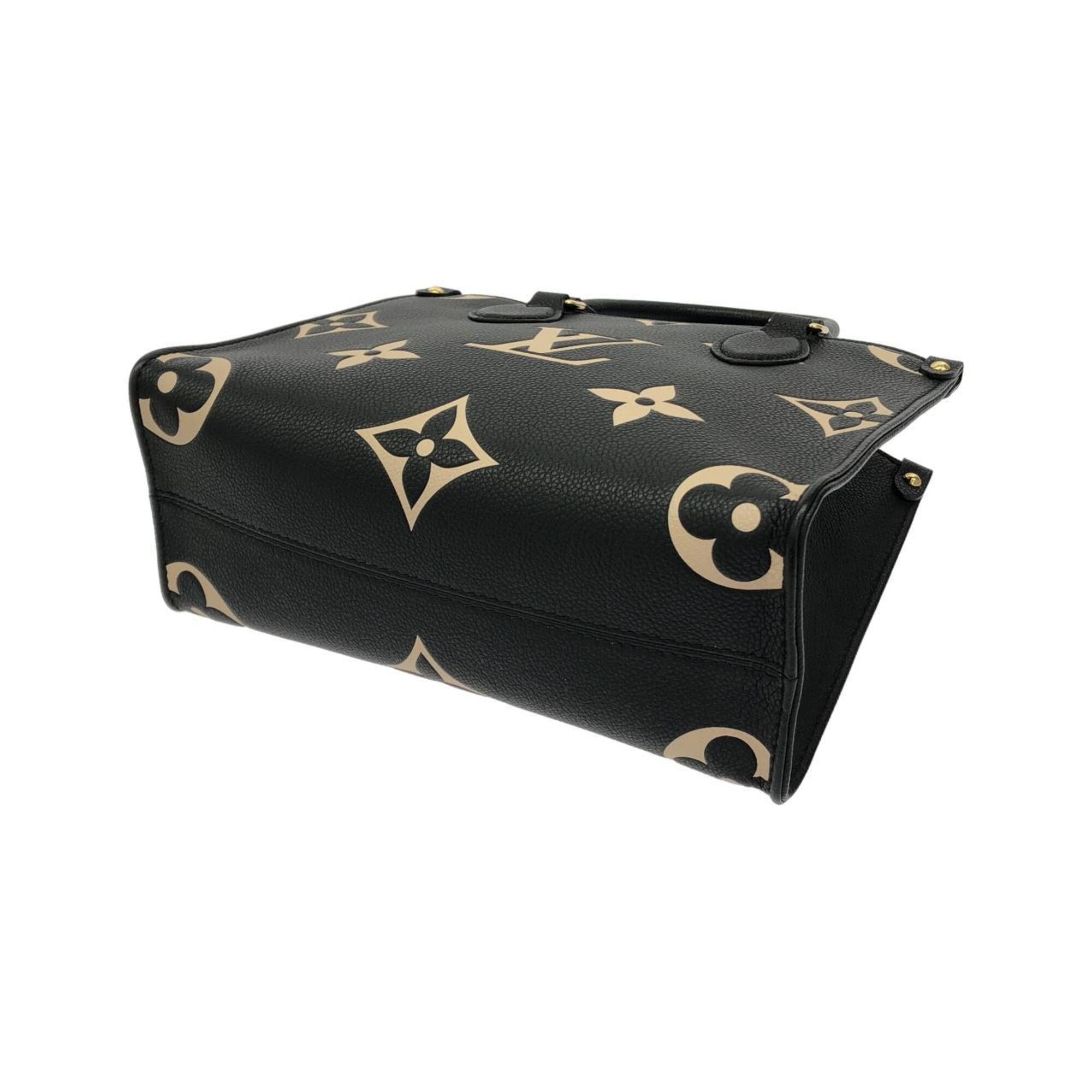 Louis Vuitton Beige Black Leather Handbag (Pre-Owned)