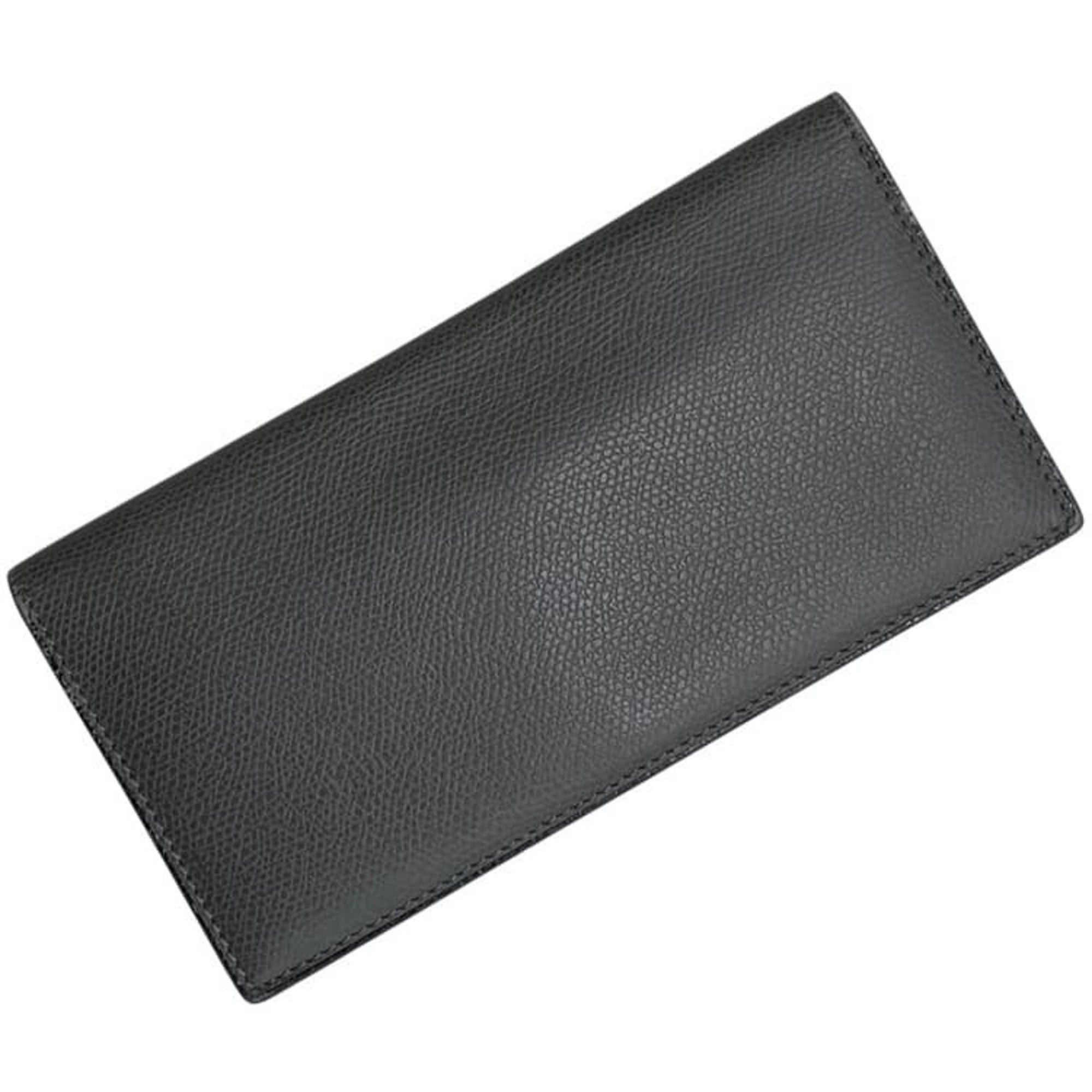 Valextra Gray Leather Long Wallet (Bi-Fold) (Pre-Owned)