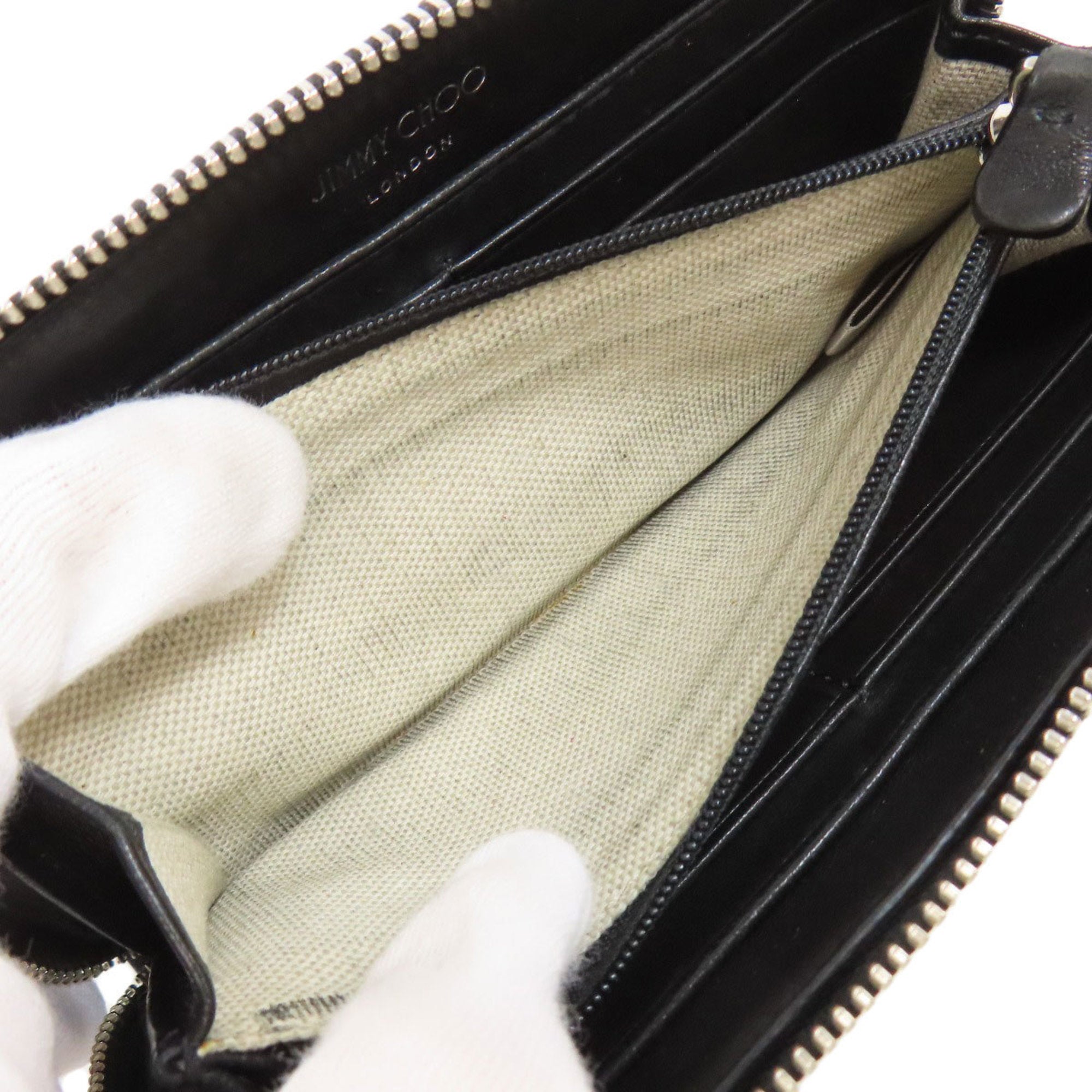 Jimmy Choo Black Leather Long Wallet (Bi-Fold) (Pre-Owned)