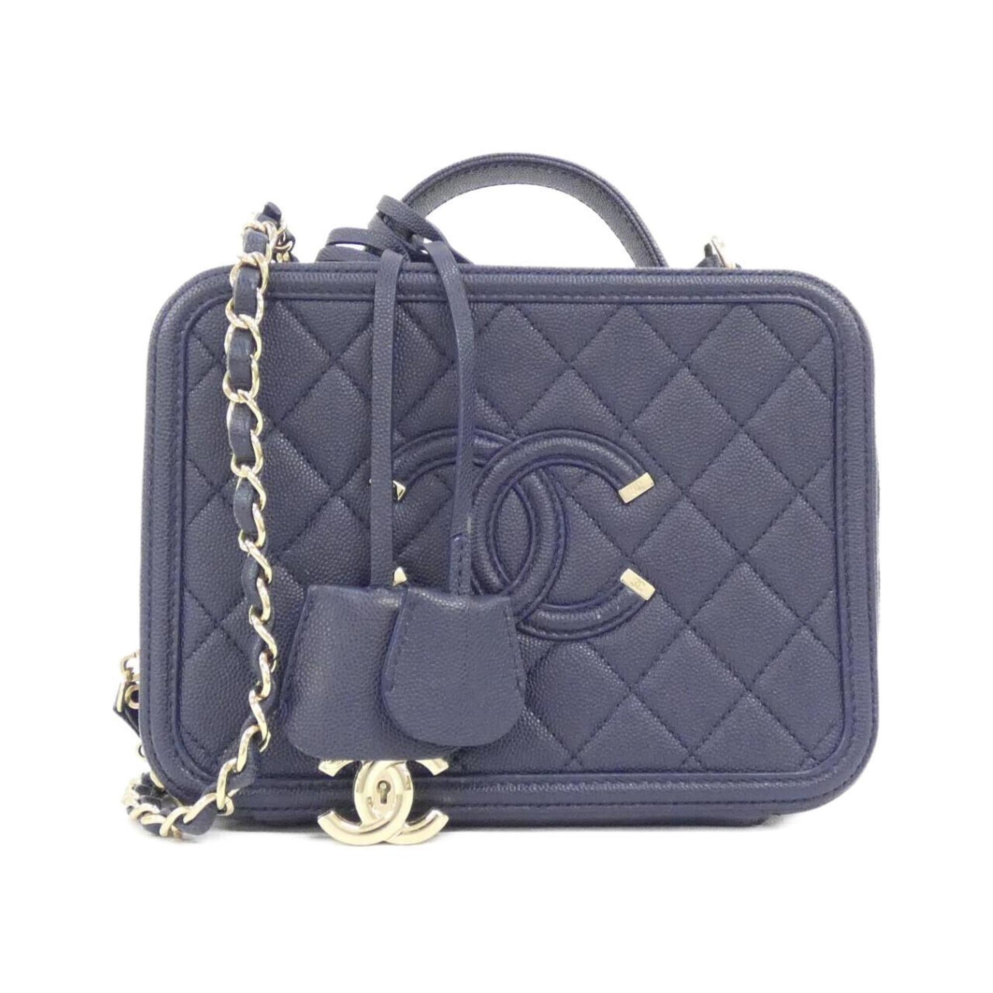 Chanel Navy Grained Calfskin Shoulder Bag (Pre-Owned)