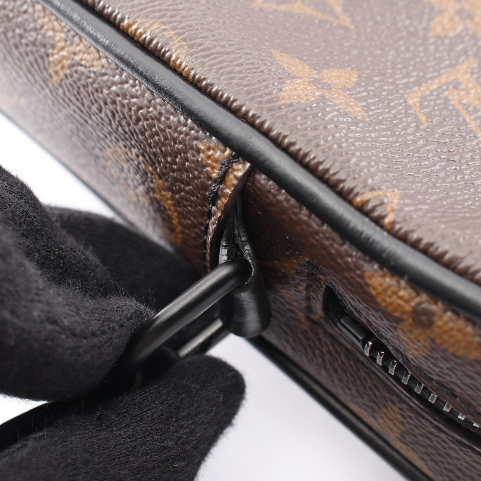 Louis Vuitton Black Brown Monogram Macassar Coated Canvas Leather Shoulder Bag (Pre-Owned)