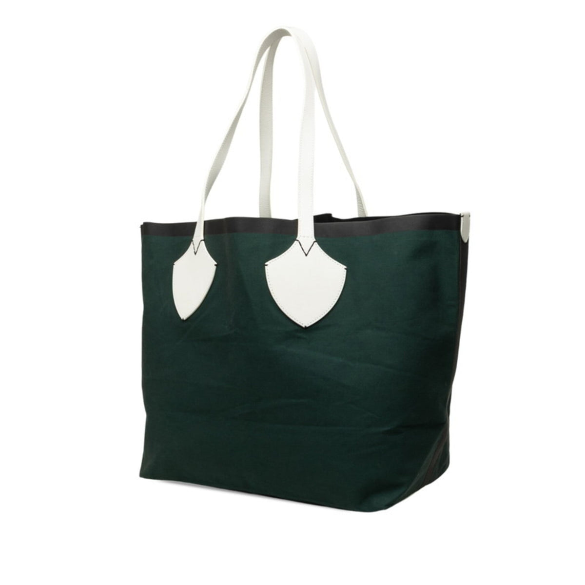 Burberry Green White Canvas Tote Bag (Pre-Owned)