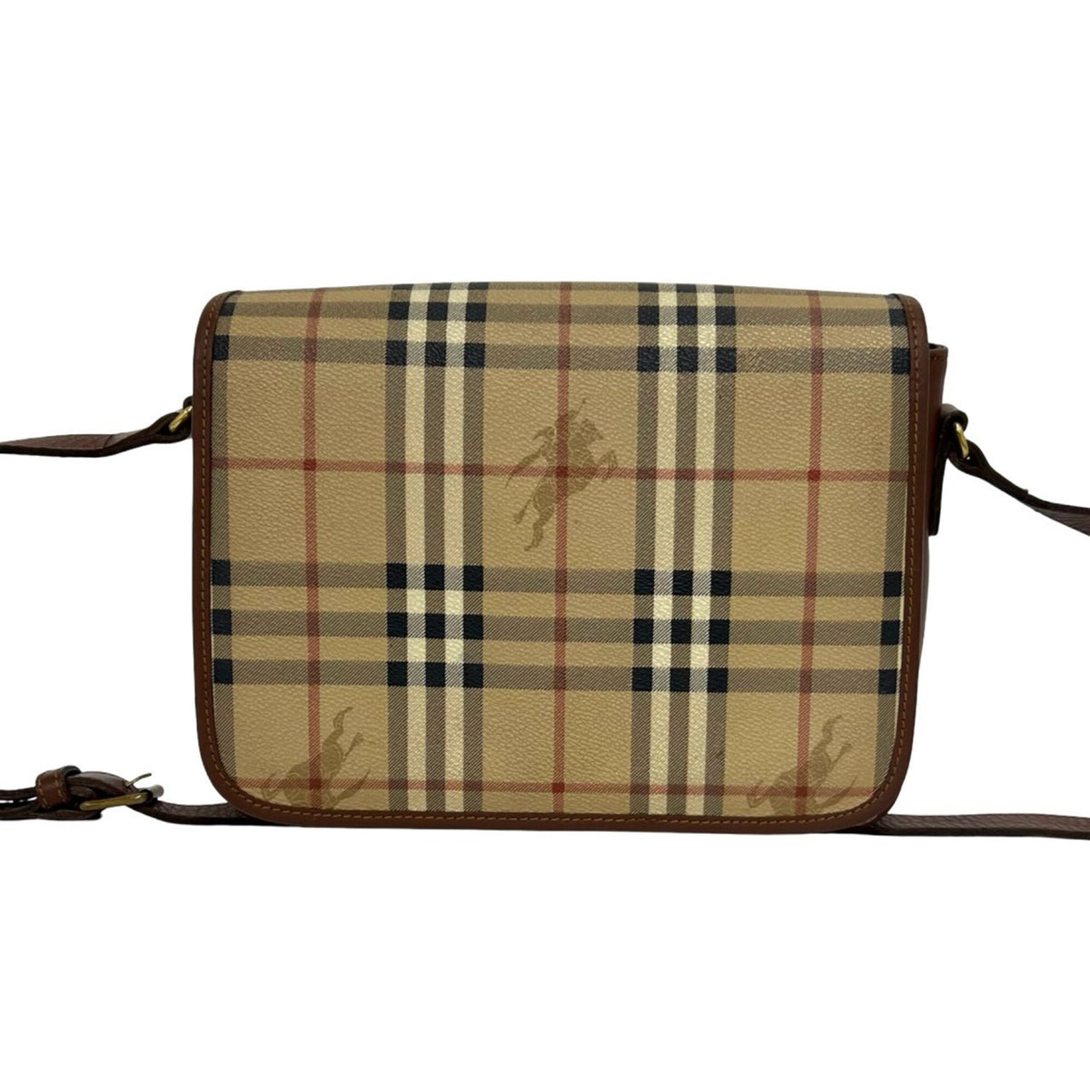 Burberry Beige Brown Leather Pvc Shoulder Bag (Pre-Owned)