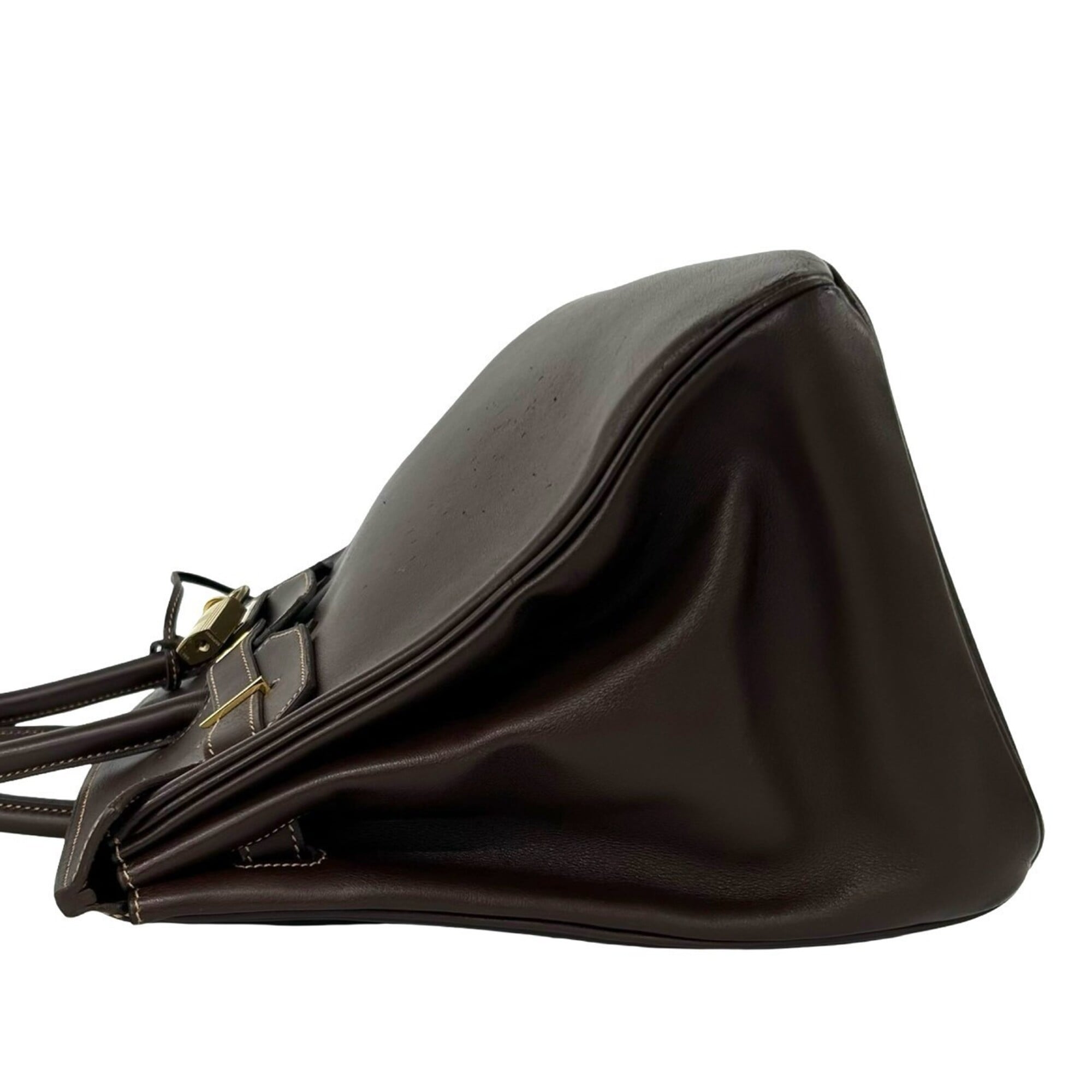 Hermes Brown Gulliver Leather Handbag Tote Bag (Pre-Owned)