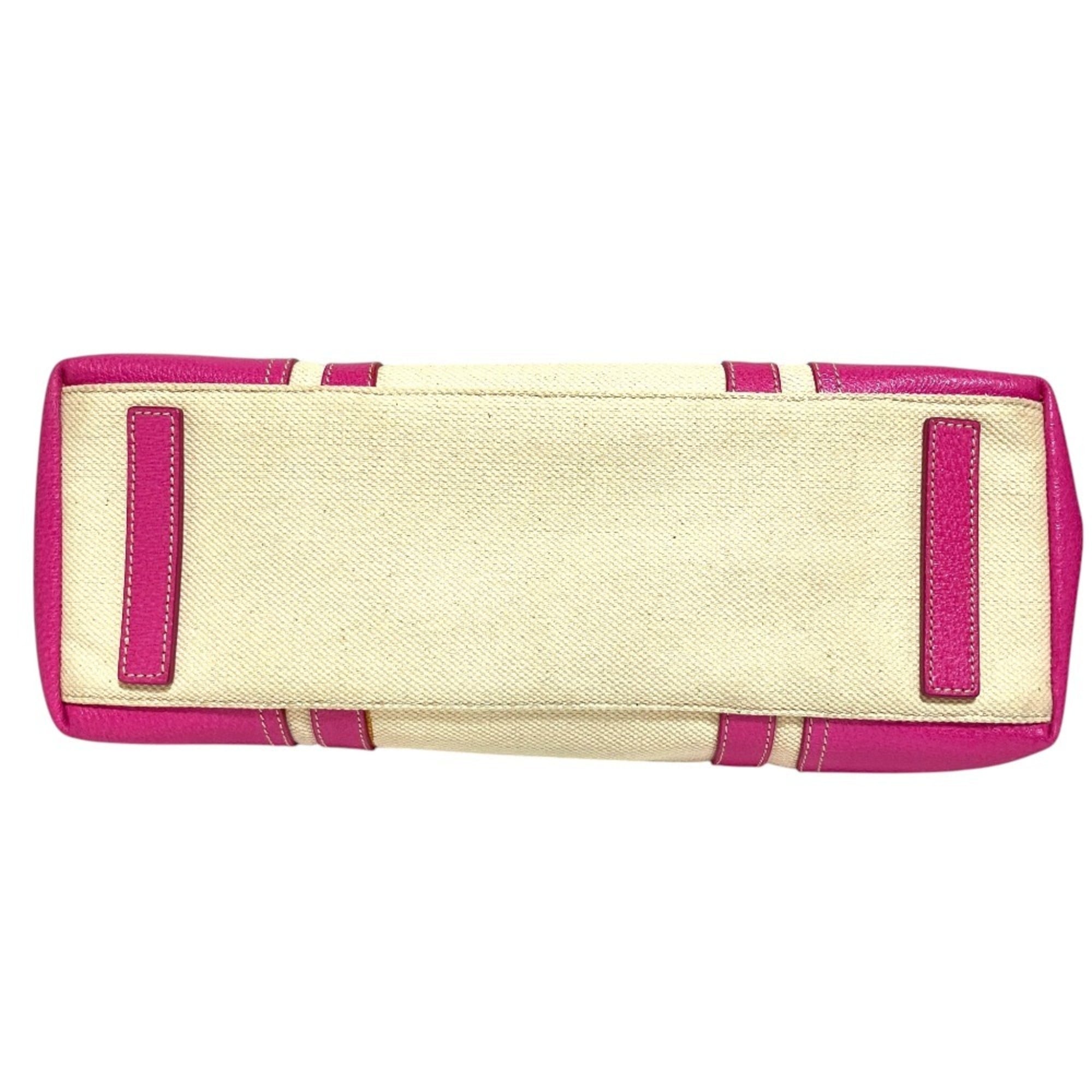 Prada Beige Pink Canvas Tote Bag (Pre-Owned)