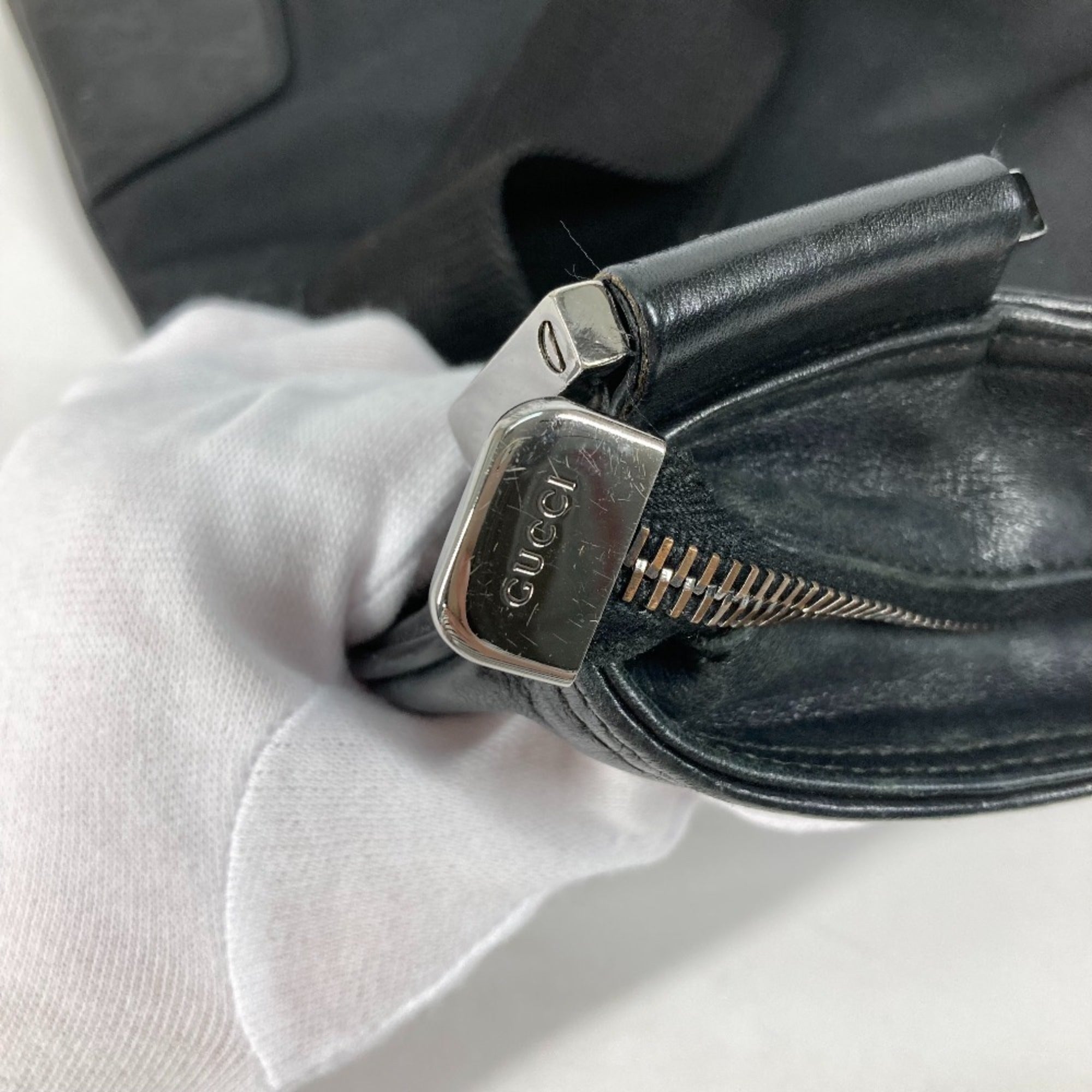 Gucci Black Leather Pochette Shoulder Bag Tote Bag (Pre-Owned)
