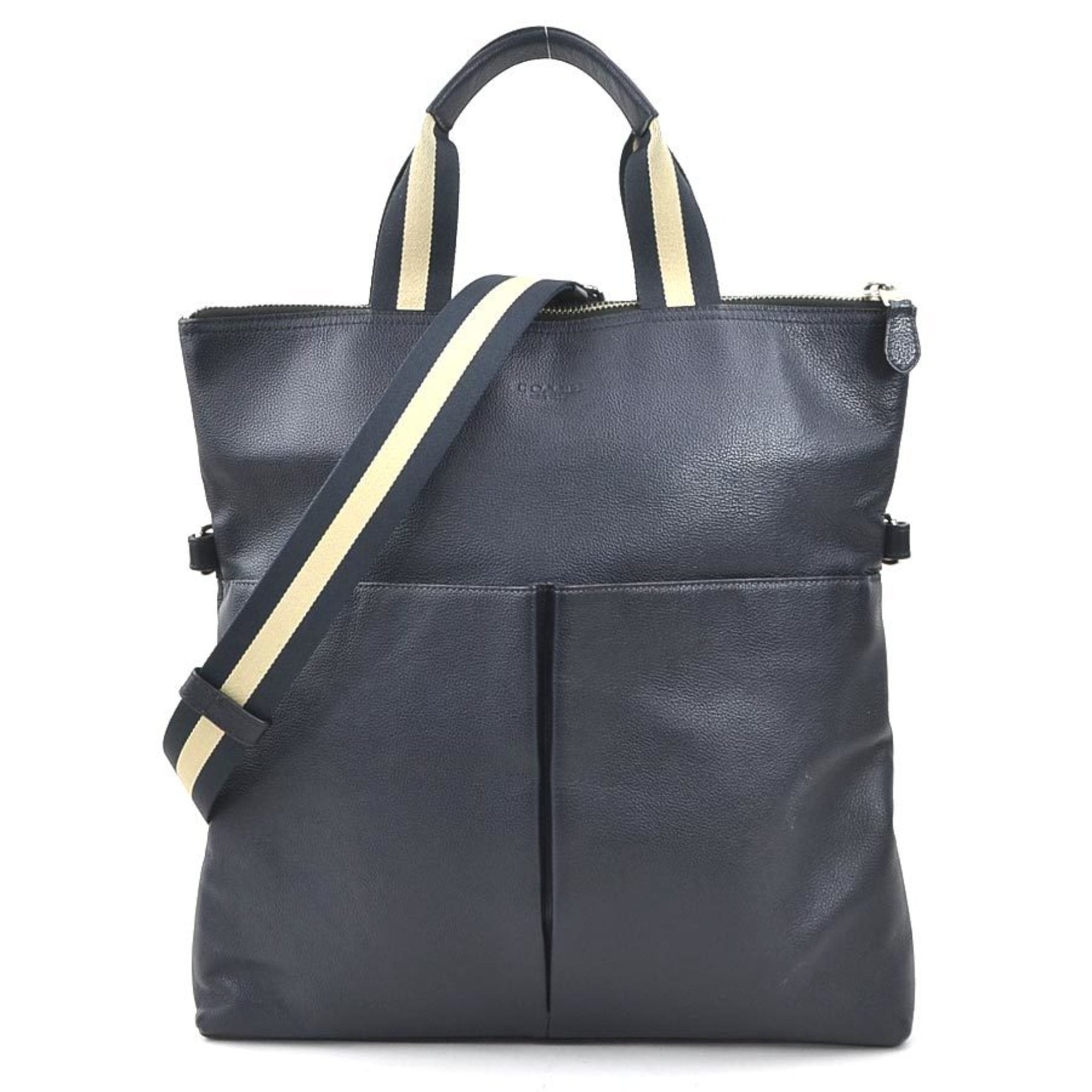 Coach Navy Leather Handbag Shoulder Bag (Pre-Owned)