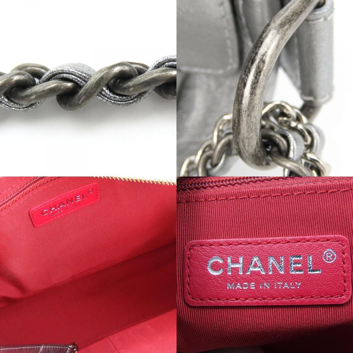 Chanel Metallic Silver Leather Shoulder Bag (Pre-Owned)
