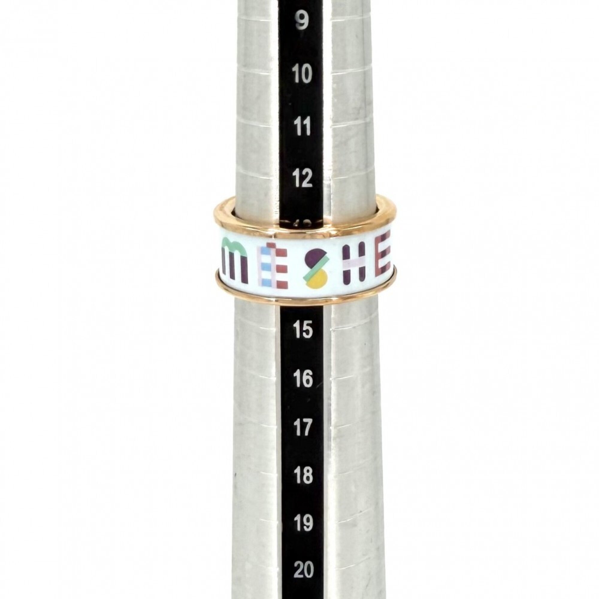 Hermes Gold Light Blue Gold Plating Band Ring (Pre-Owned)