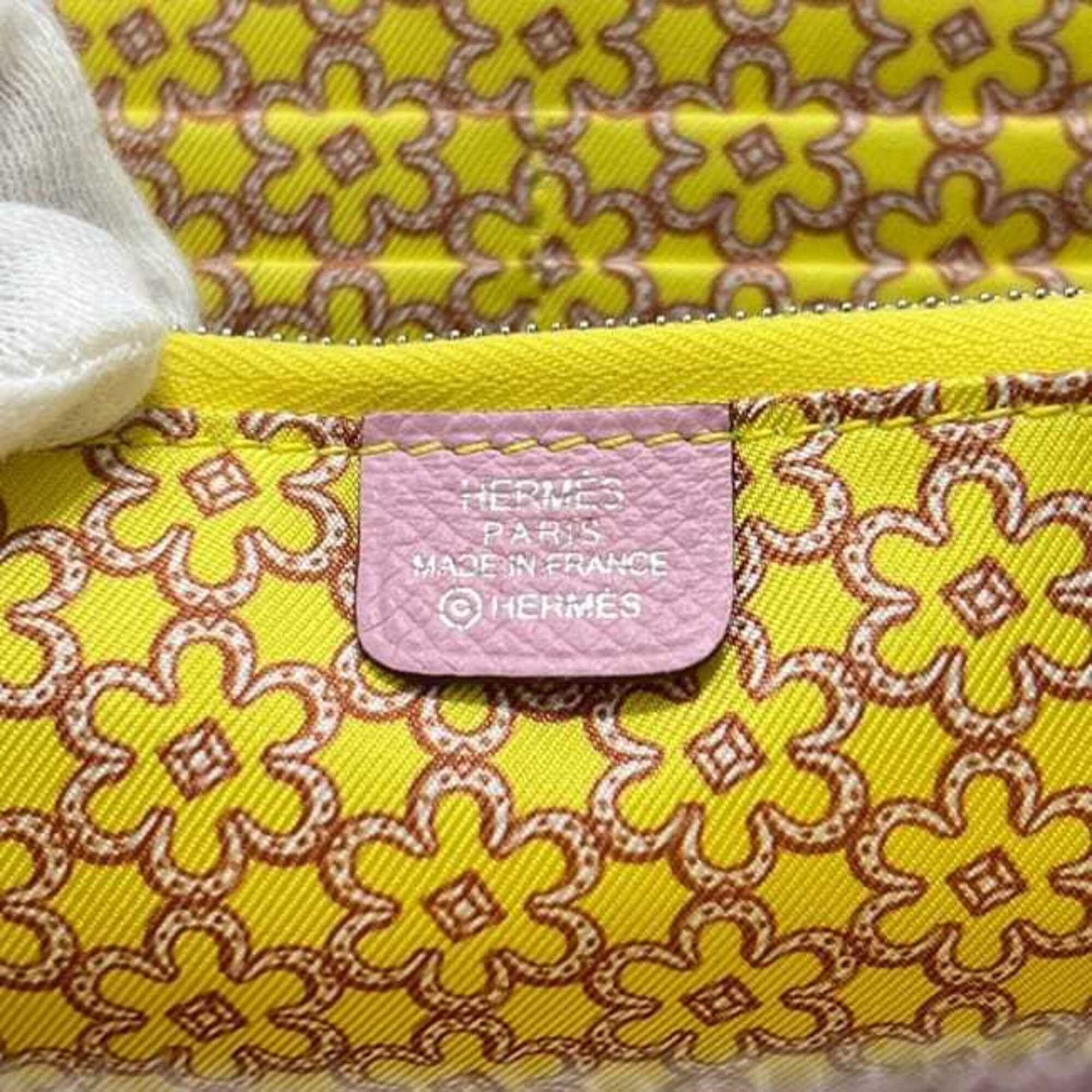Hermes Pink Epsom Leather Silk Long Wallet (Bi-Fold) (Pre-Owned)