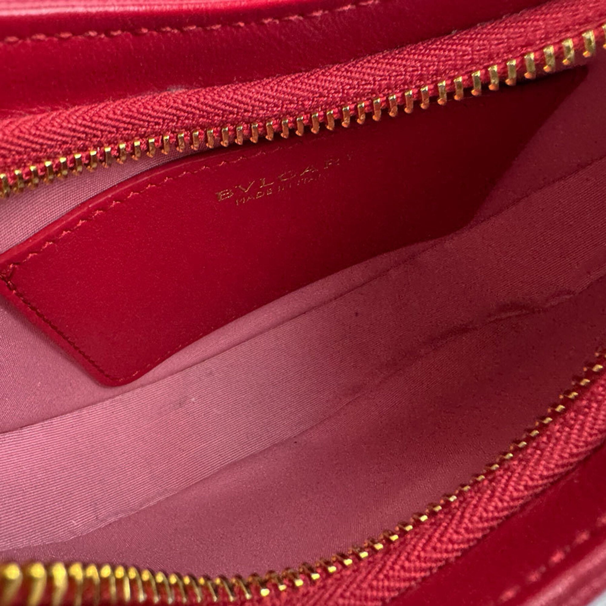 Bvlgari Red Color Leather Handbag Shoulder Bag (Pre-Owned)