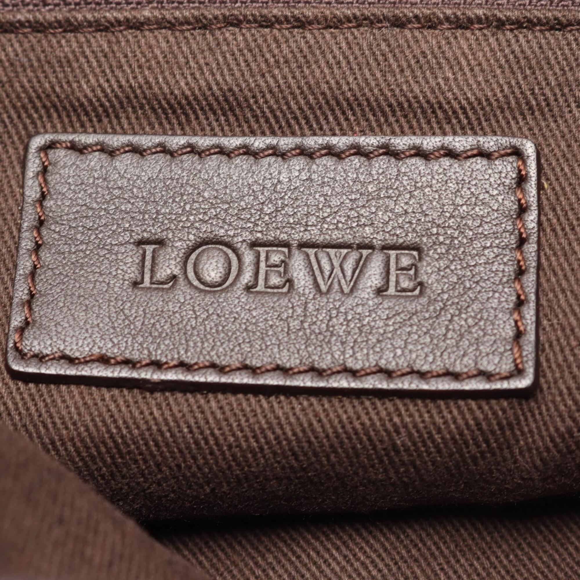 Loewe Black Brown Coated Canvas Leather Handbag Shoulder Bag (Pre-Owned)