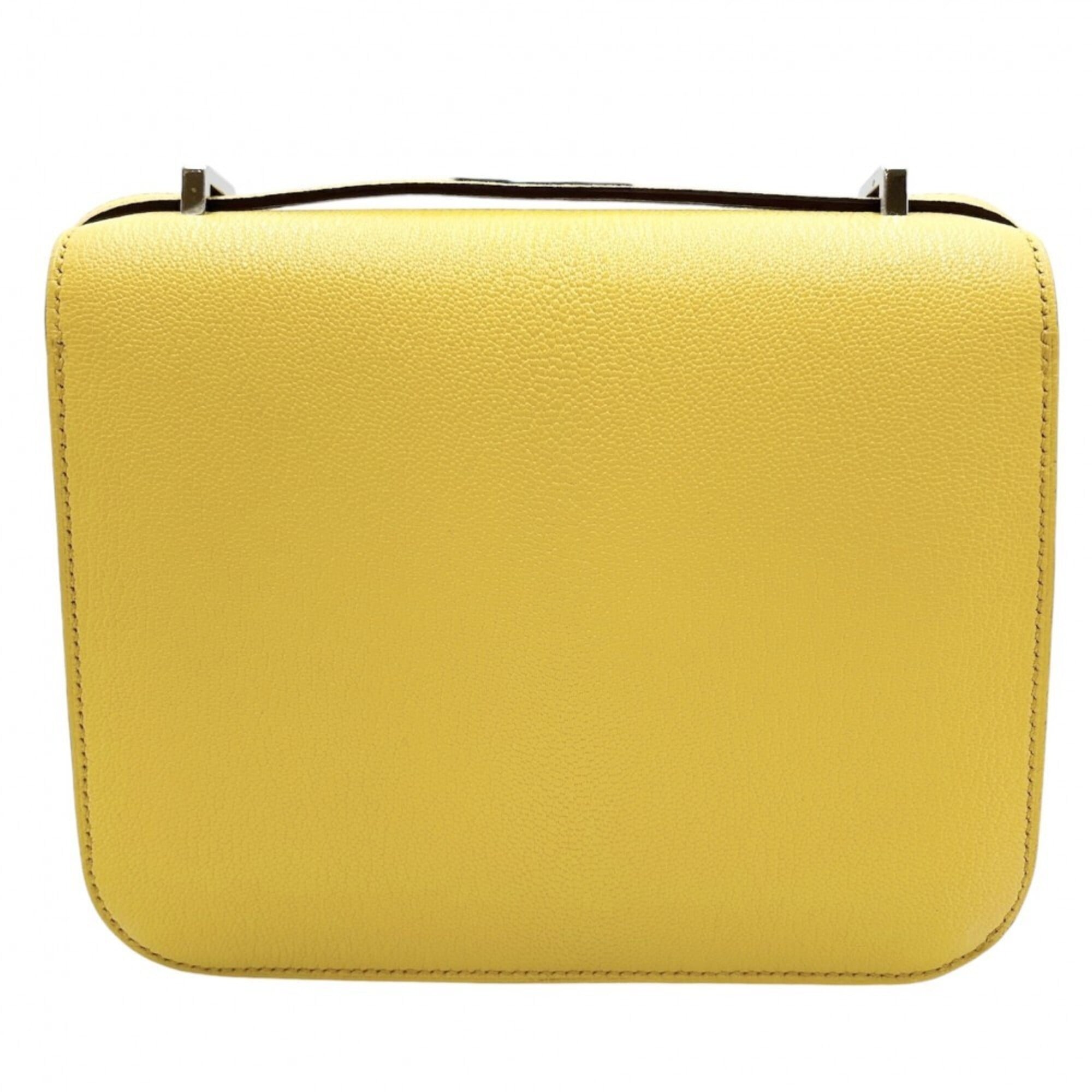 Hermes Yellow Chevre Leather Pochette Shoulder Bag (Pre-Owned)