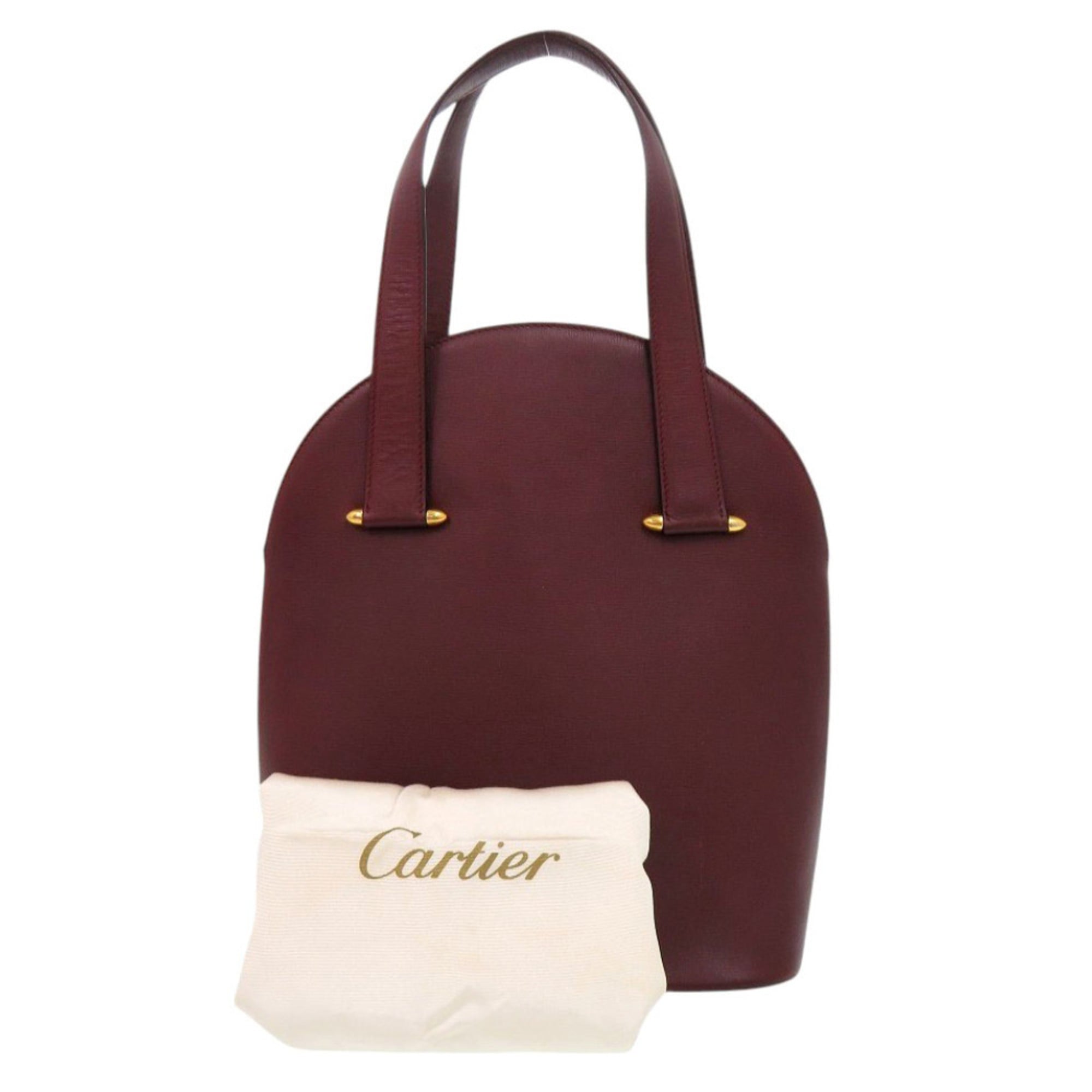 Cartier Bordeaux Red Color Leather Handbag (Pre-Owned)