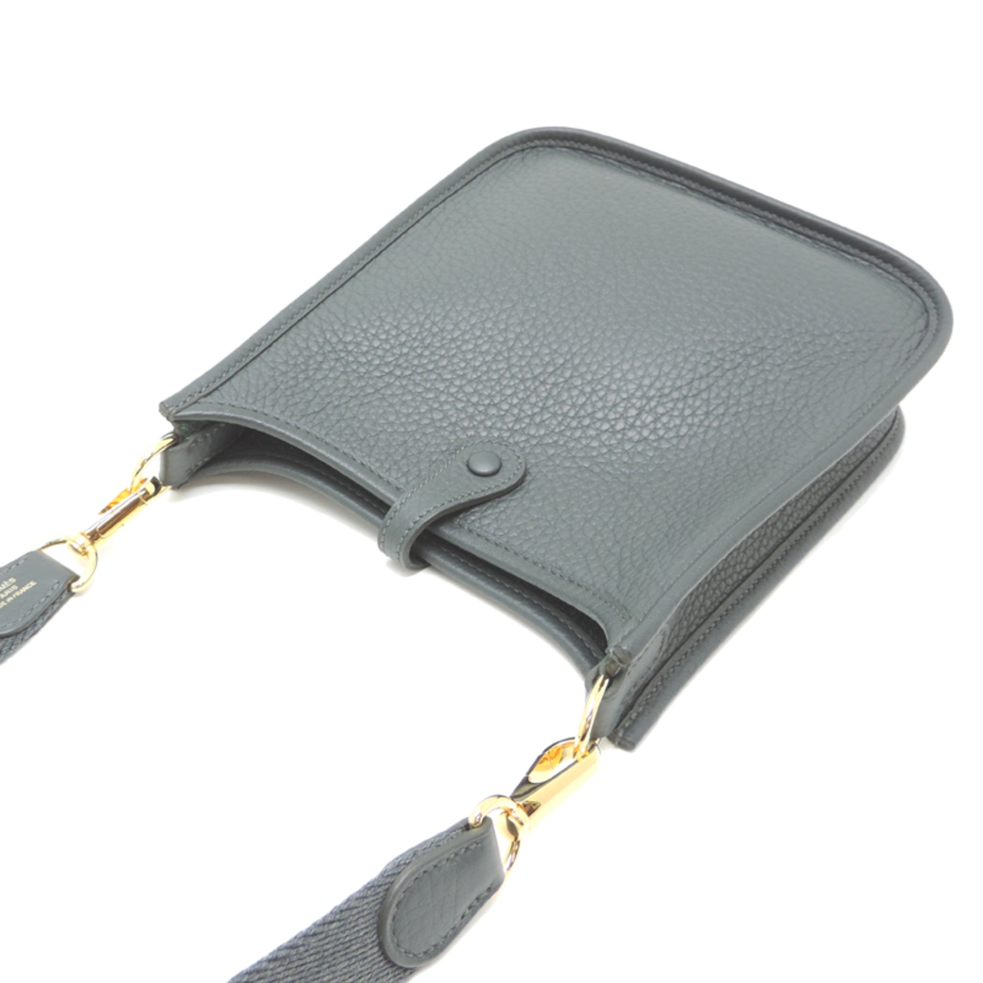 Hermes Mini Gray Taurillon Clemence Leather Shoulder Bag (Pre-Owned)