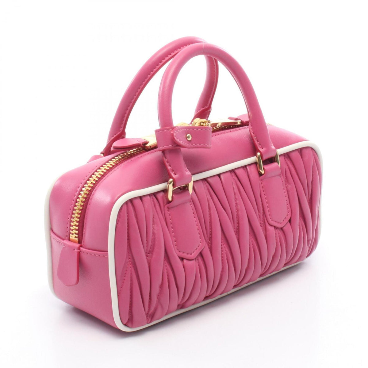 Miu Miu Pink White Leather Handbag (Pre-Owned)