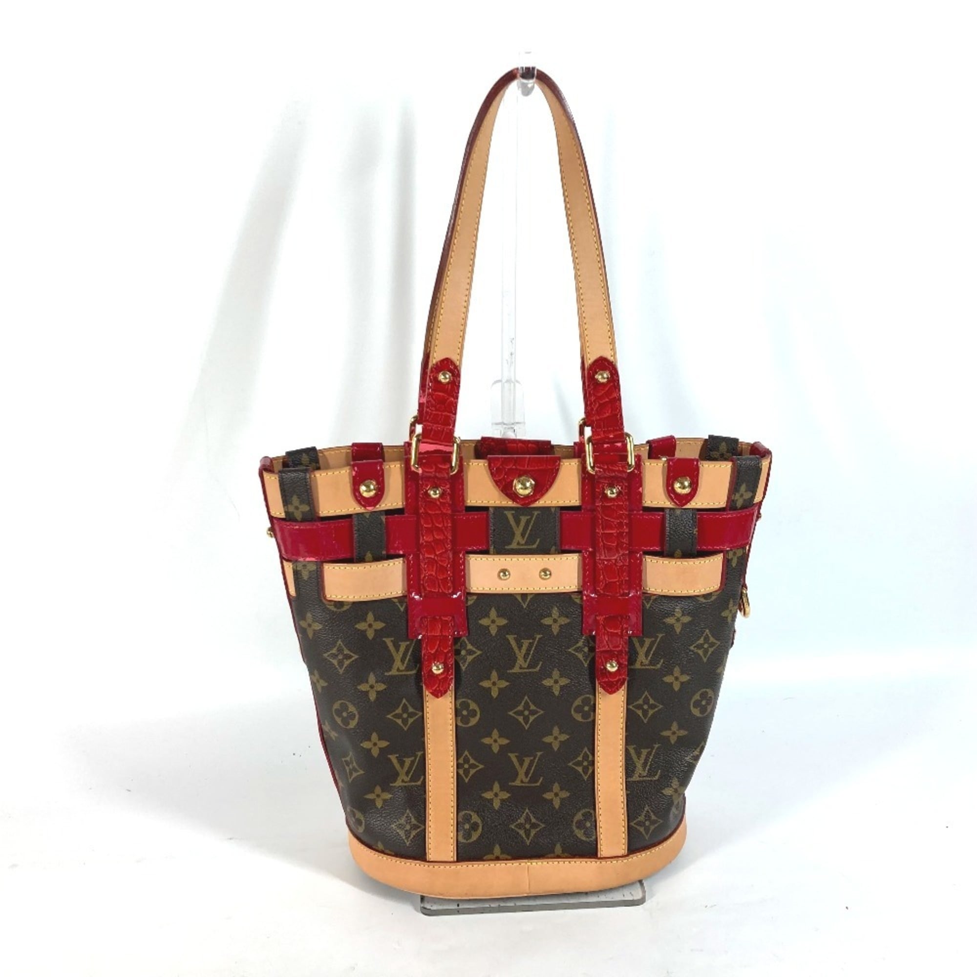 Louis Vuitton Brown Red Color Monogram Patent Leather Shoulder Bag Tote Bag (Pre-Owned)