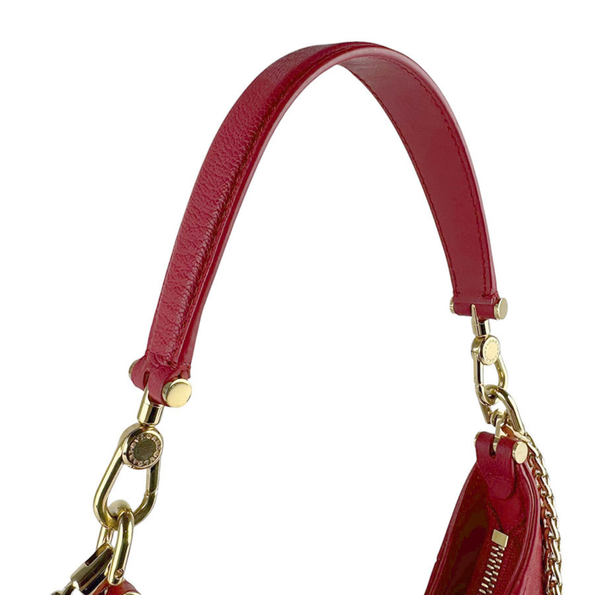 Bvlgari Red Color Leather Handbag Shoulder Bag (Pre-Owned)