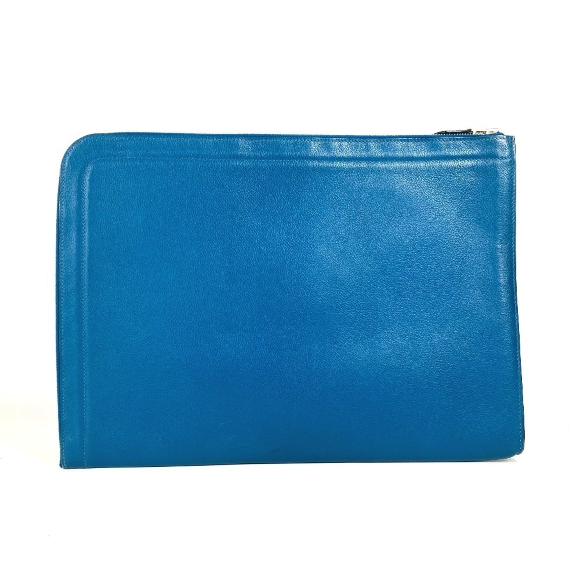 Hermes Blue Leather Clutch Bag Pouch (Pre-Owned)