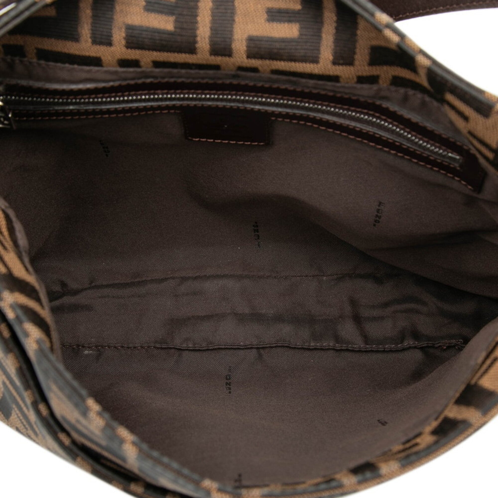 Fendi Zucca Brown Canvas Leather Handbag Shoulder Bag (Pre-Owned)