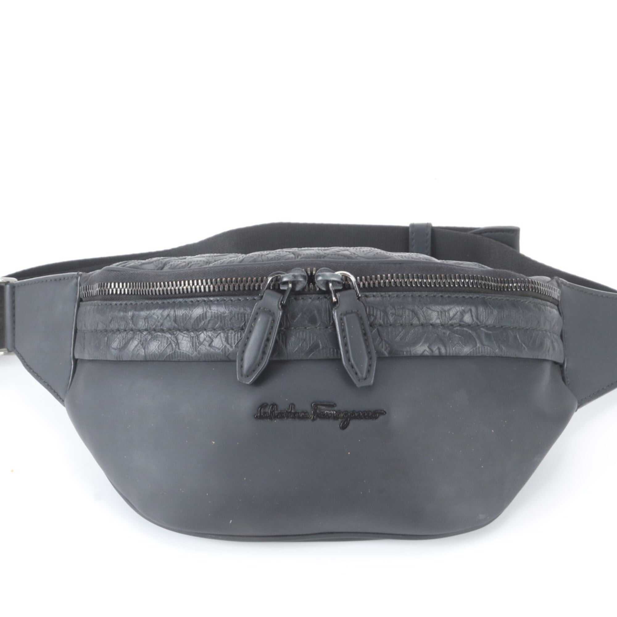 Salvatore Ferragamo Black Leather Fanny Pack Pouch Sling Bag (Pre-Owned)