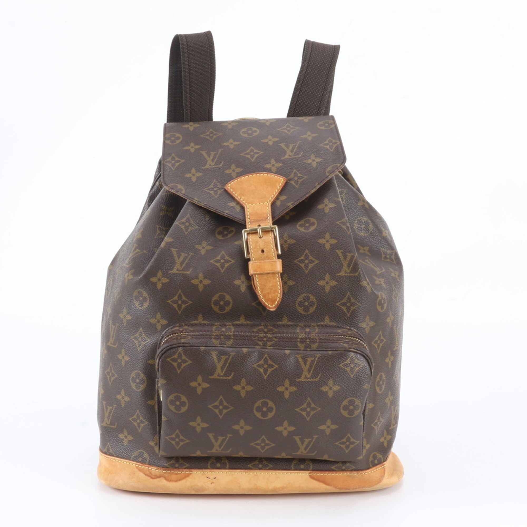 Louis Vuitton Brown Monogram Leather Coated Canvas Backpack Handbag Shoulder Bag (Pre-Owned)