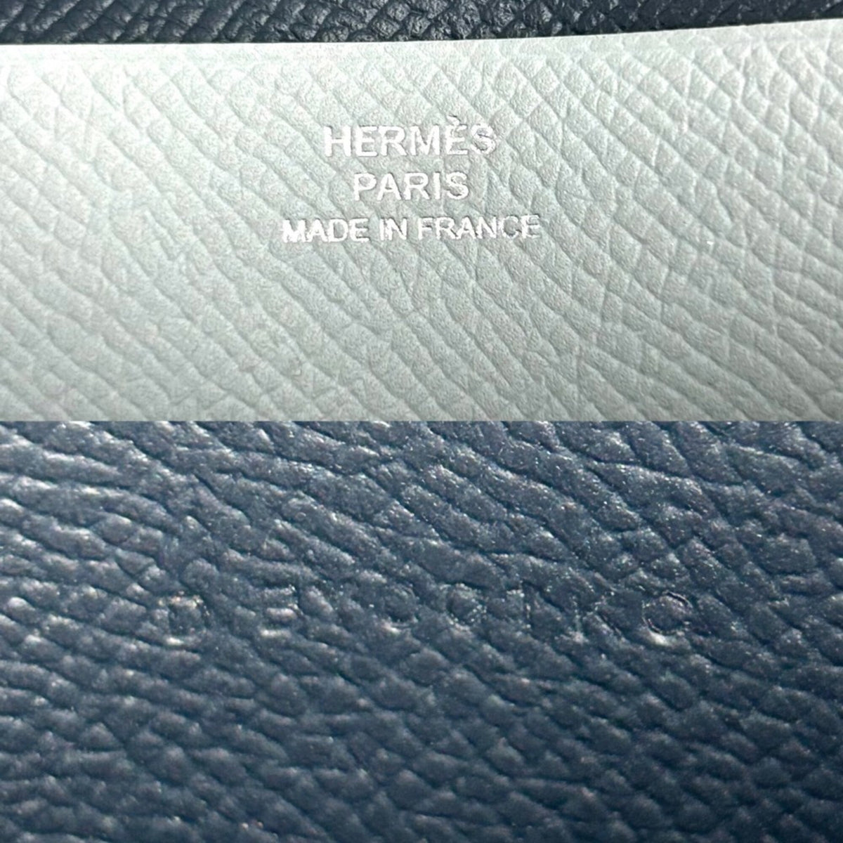 Hermes Mc2 Black Blue Gray Epsom Leather Long Wallet (Bi-Fold) (Pre-Owned)