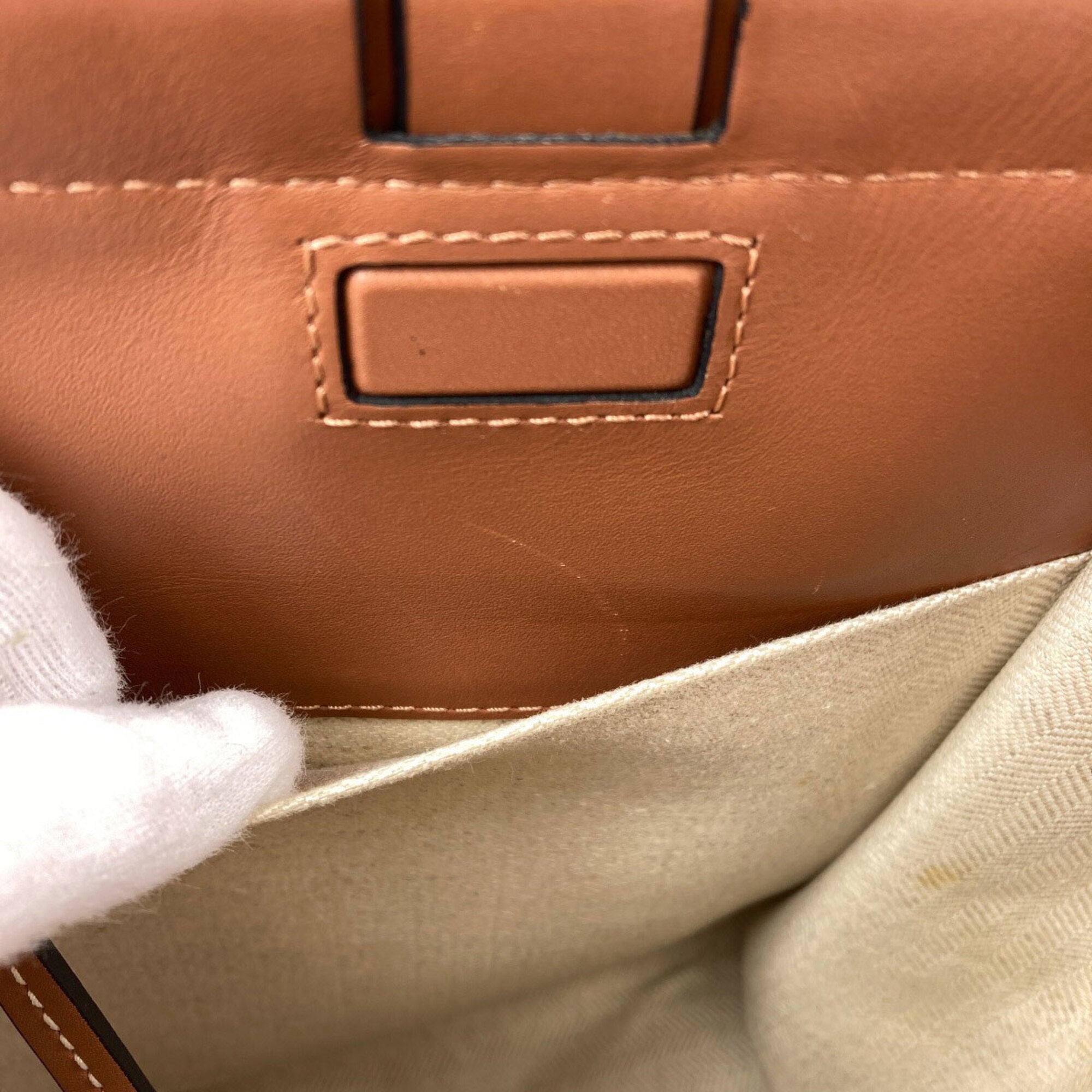 Loewe Brown Light Blue White Canvas Leather Tote Bag (Pre-Owned)